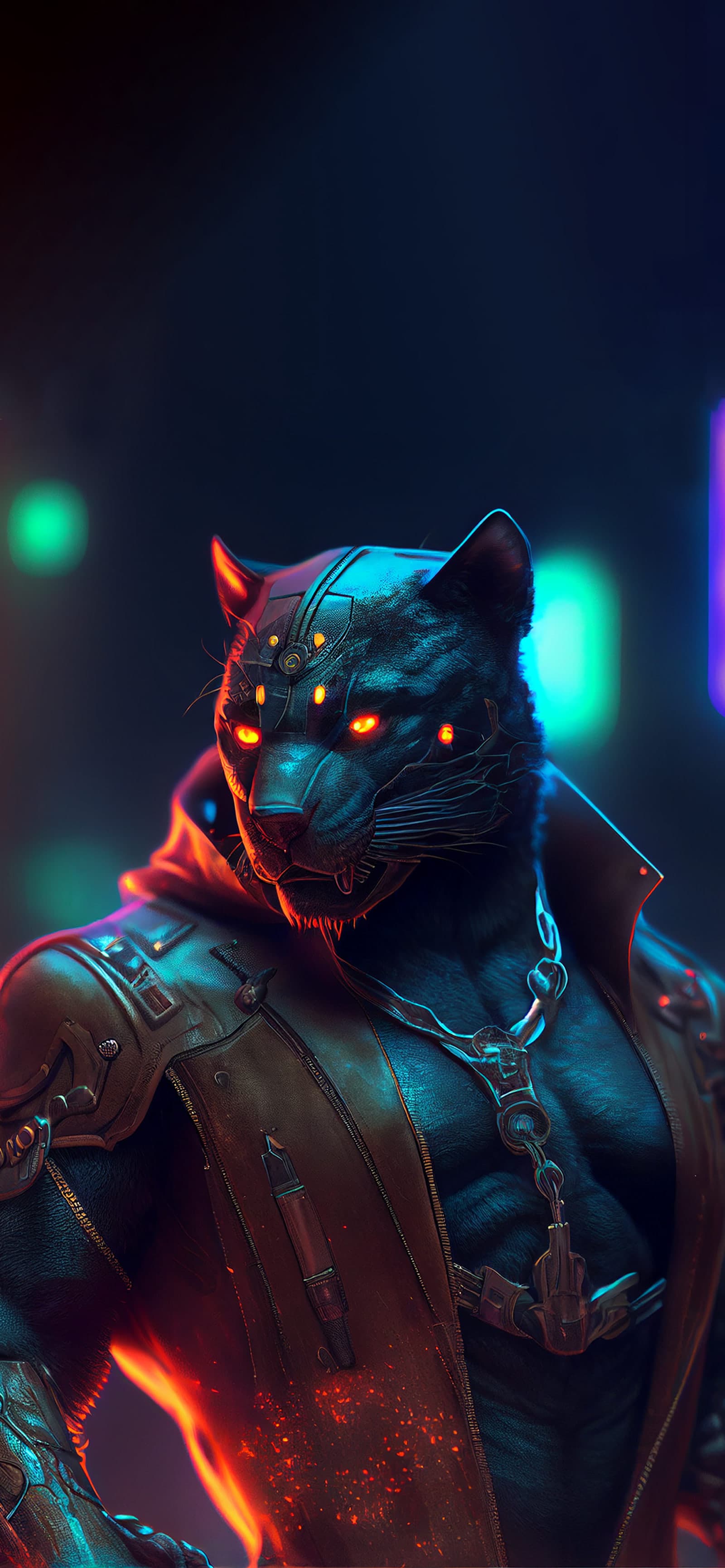 Cyberpunk Panther - Pro phone wallpaper
