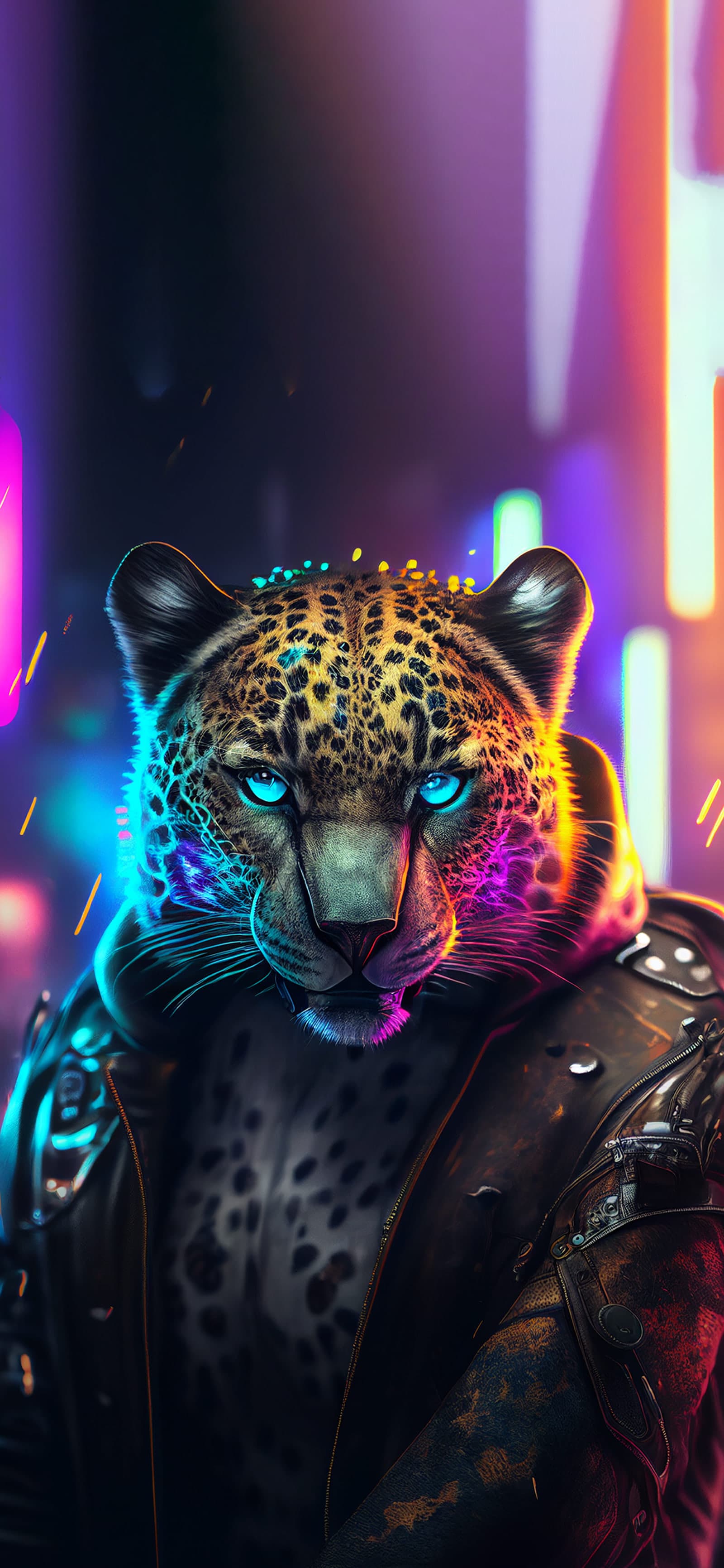 Neon Leopard - Pro phone wallpaper