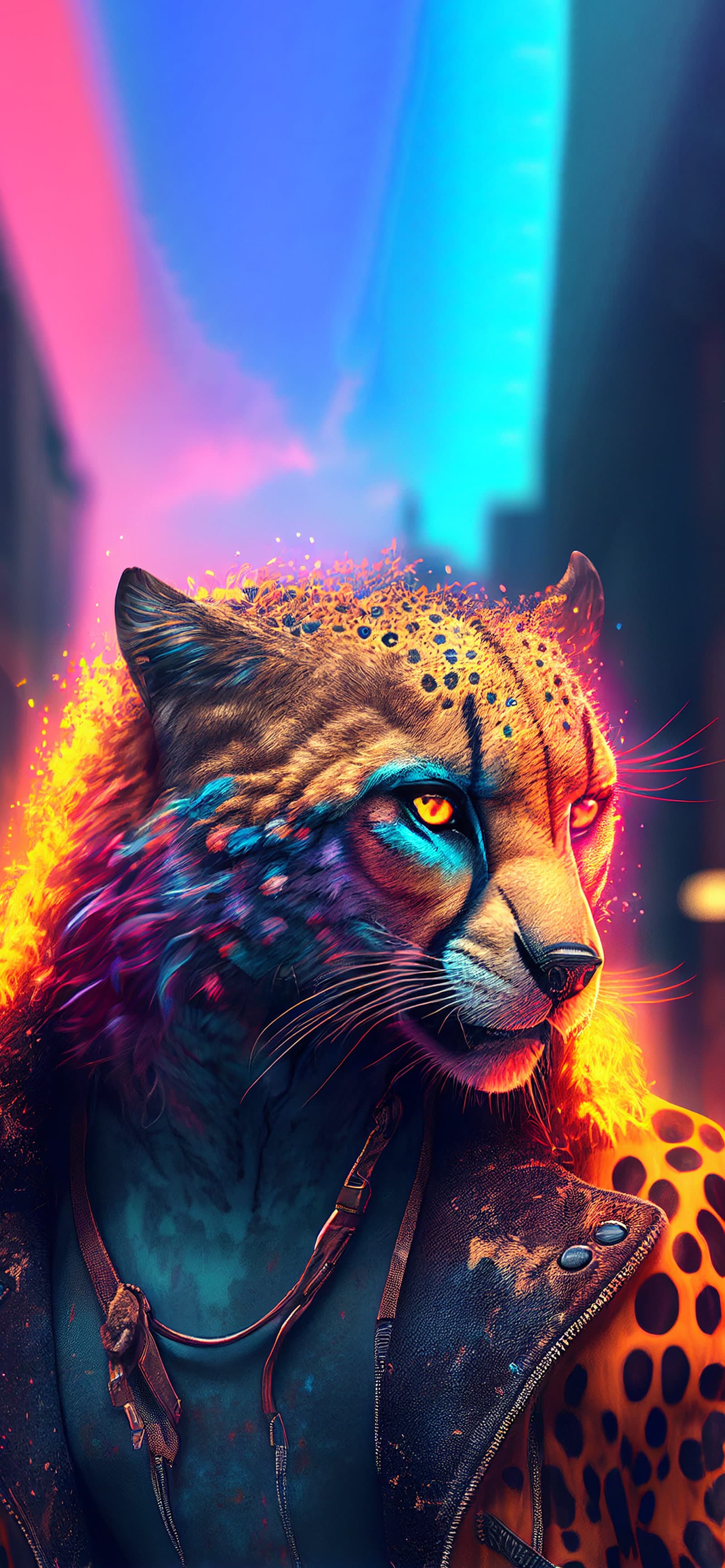 Neon Cheetah - Pro phone wallpaper