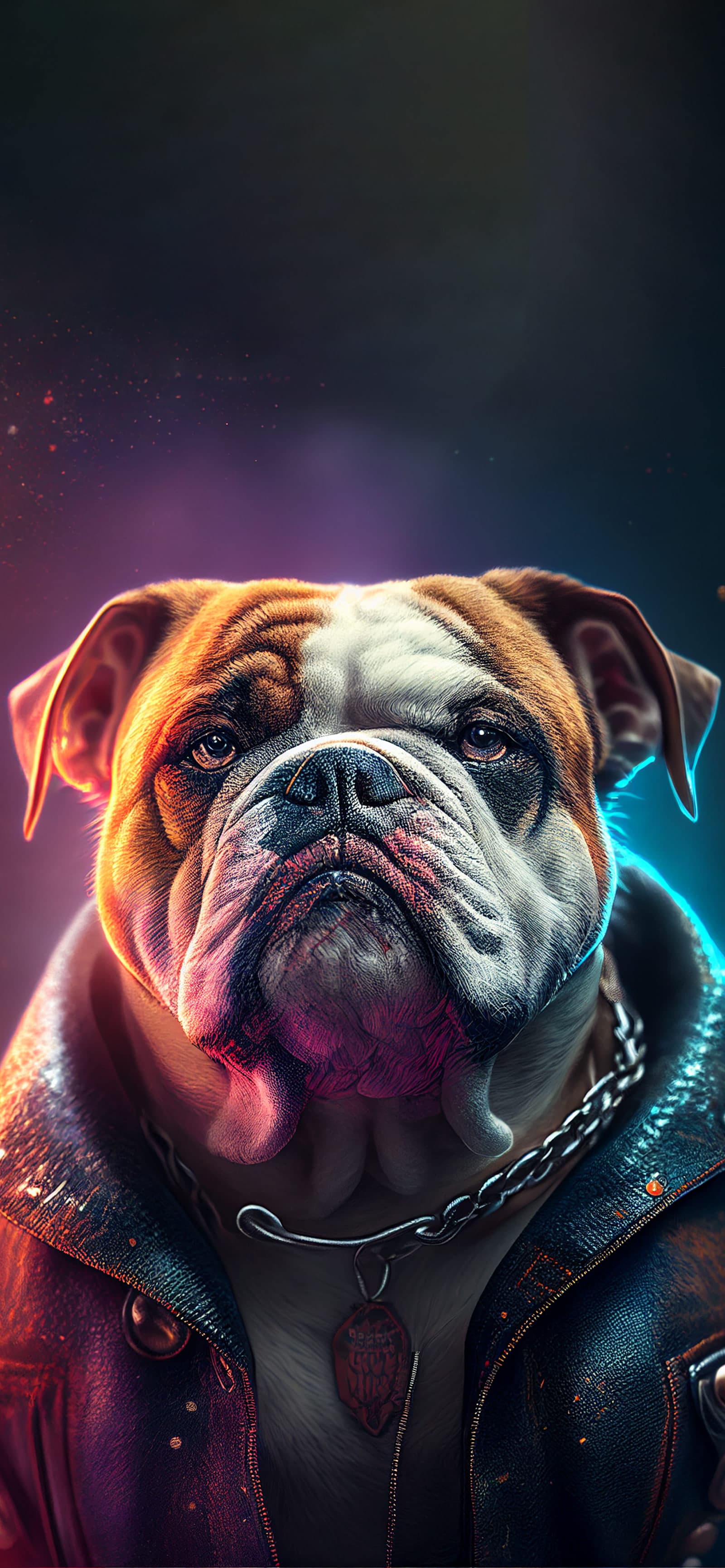 Bulldog Neon Portrait - Pro phone wallpaper