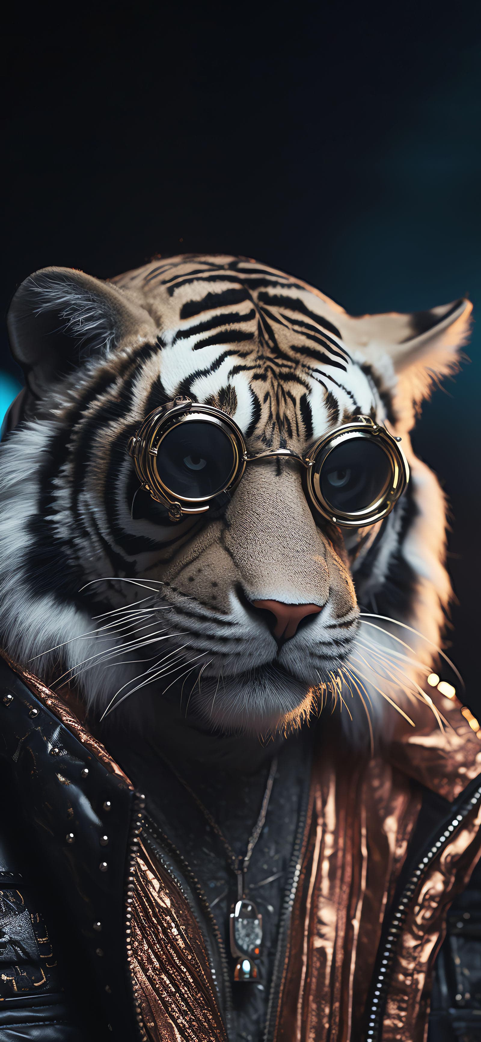 Steampunk Tiger Portrait - Pro phone wallpaper