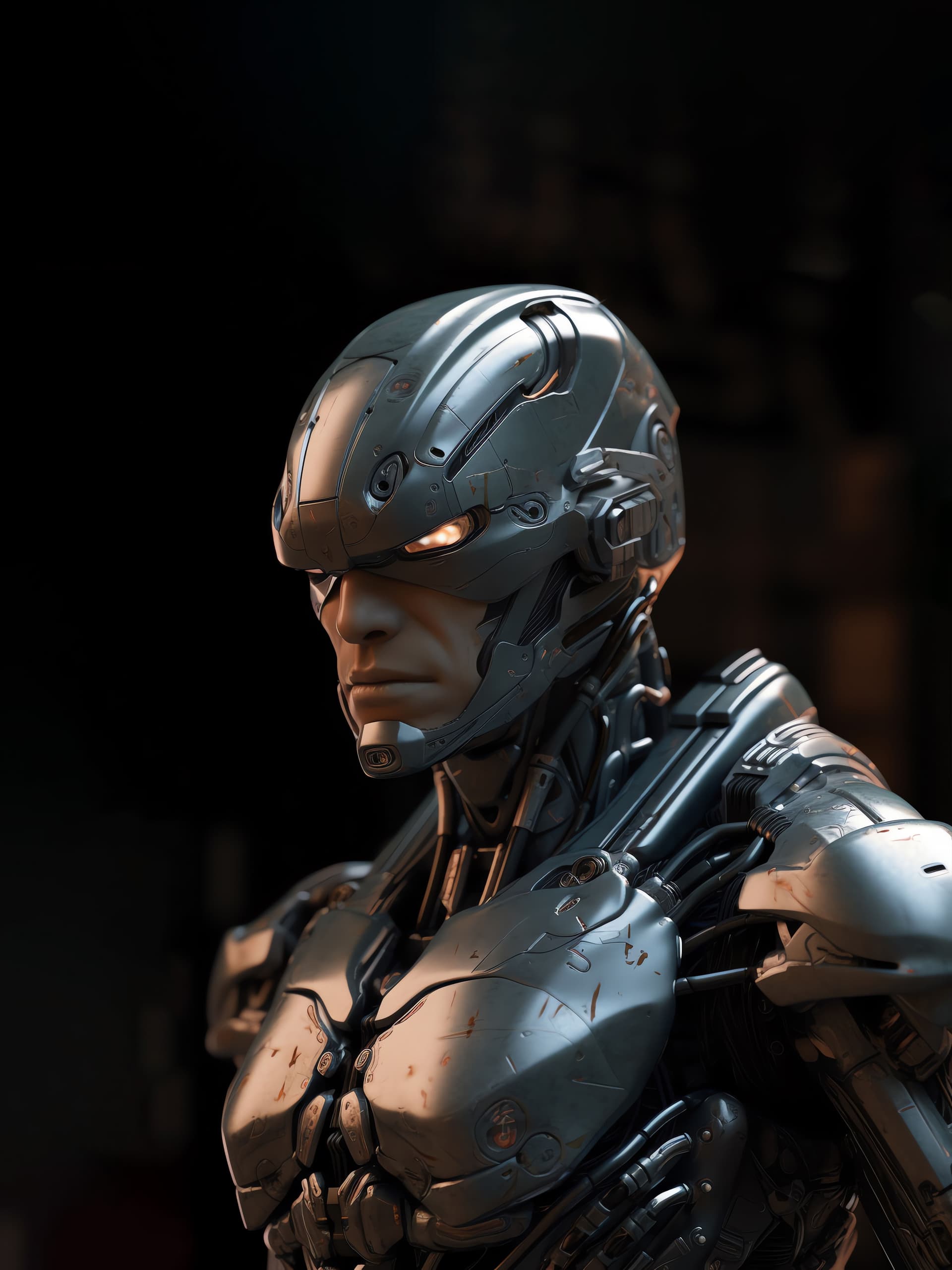 Cybernetic Soldier Portrait - Pro phone wallpaper