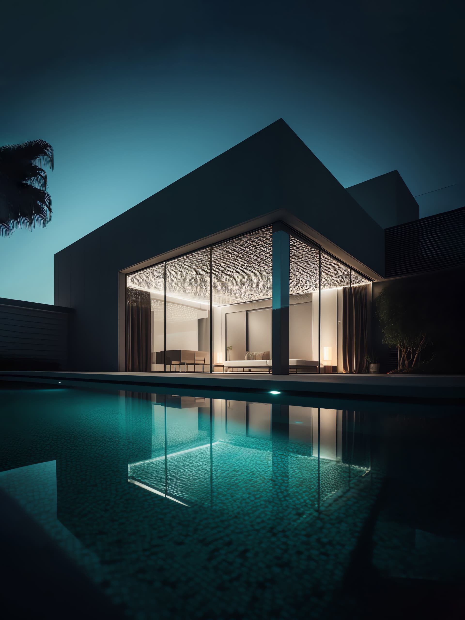 Modern Poolside Home - Pro phone wallpaper
