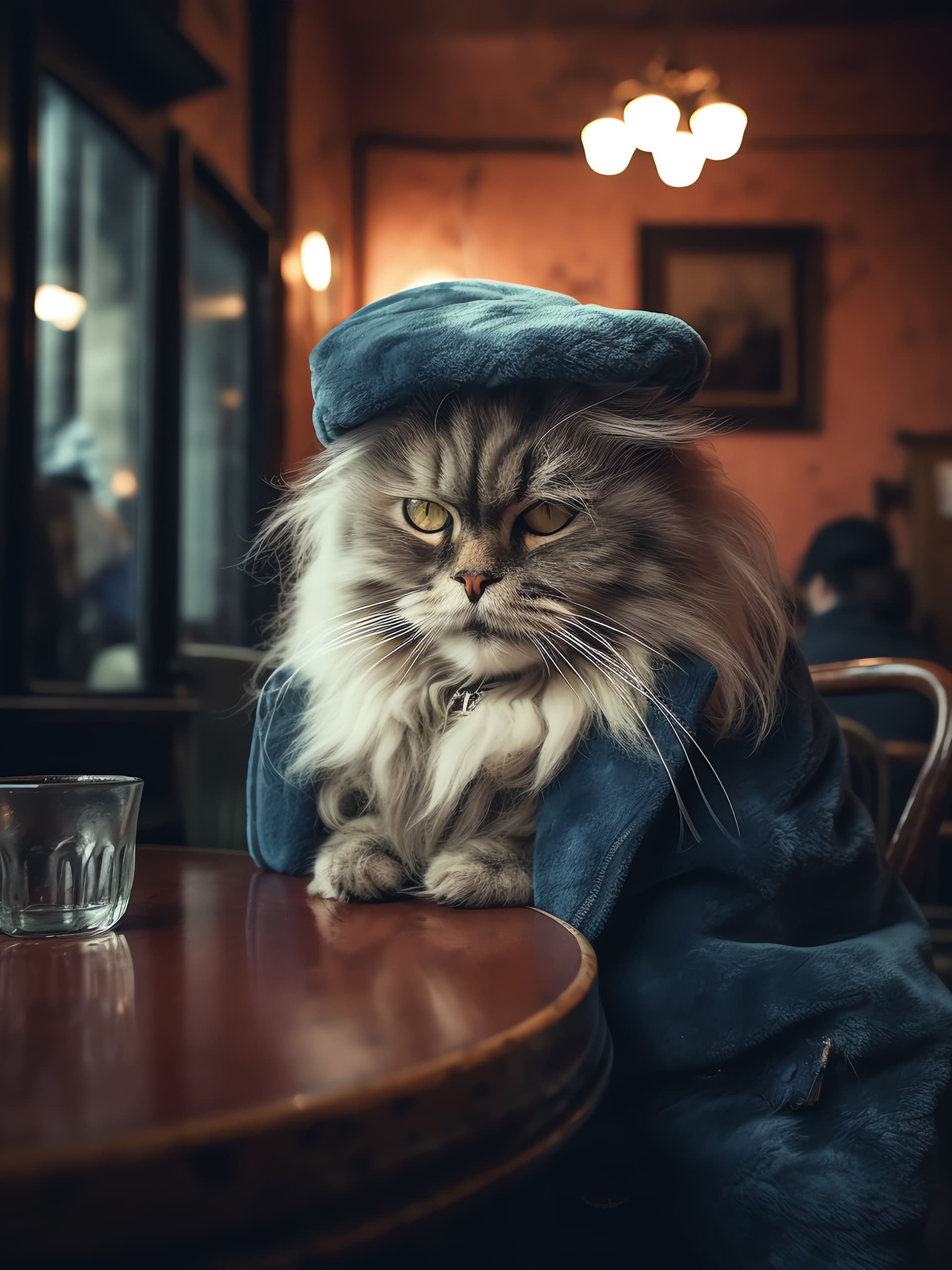 Sophisticated Feline Cafe - Pro phone wallpaper