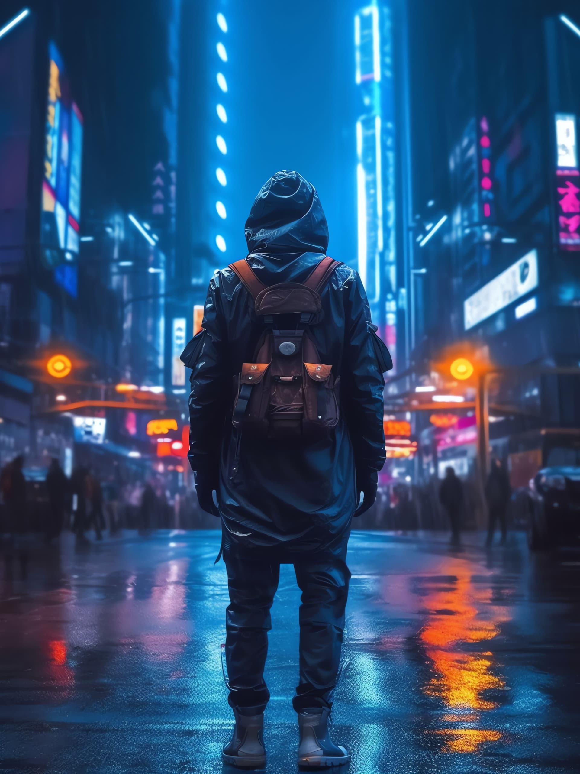 Neon City Wanderer - Pro phone wallpaper