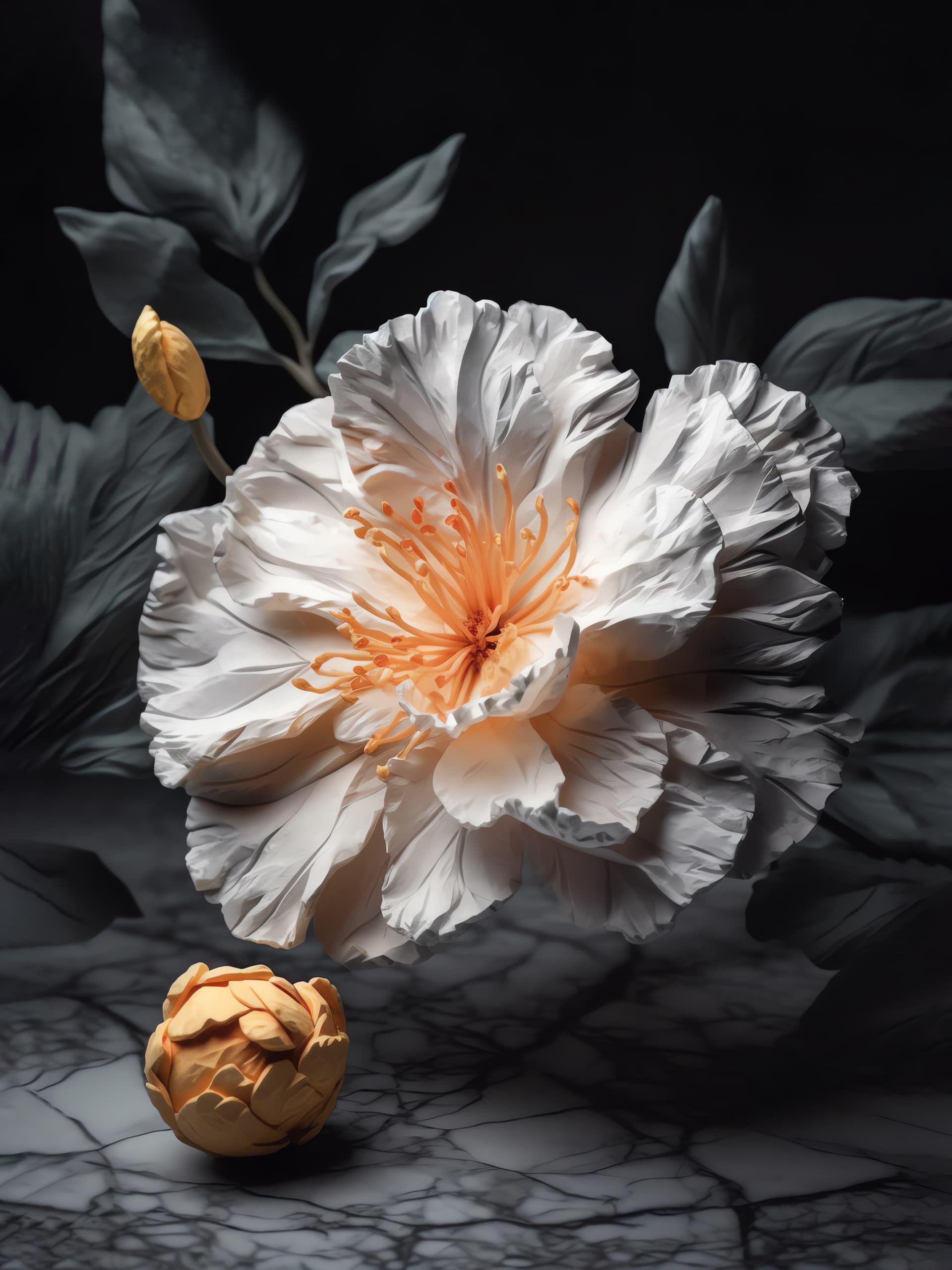 Monochrome Floral Still - Pro phone wallpaper