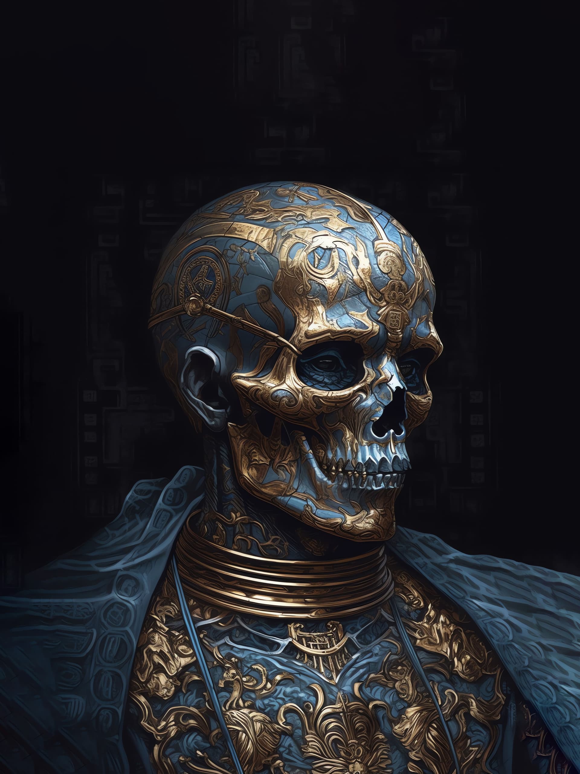 Gilded Skull Portrait - Pro phone wallpaper