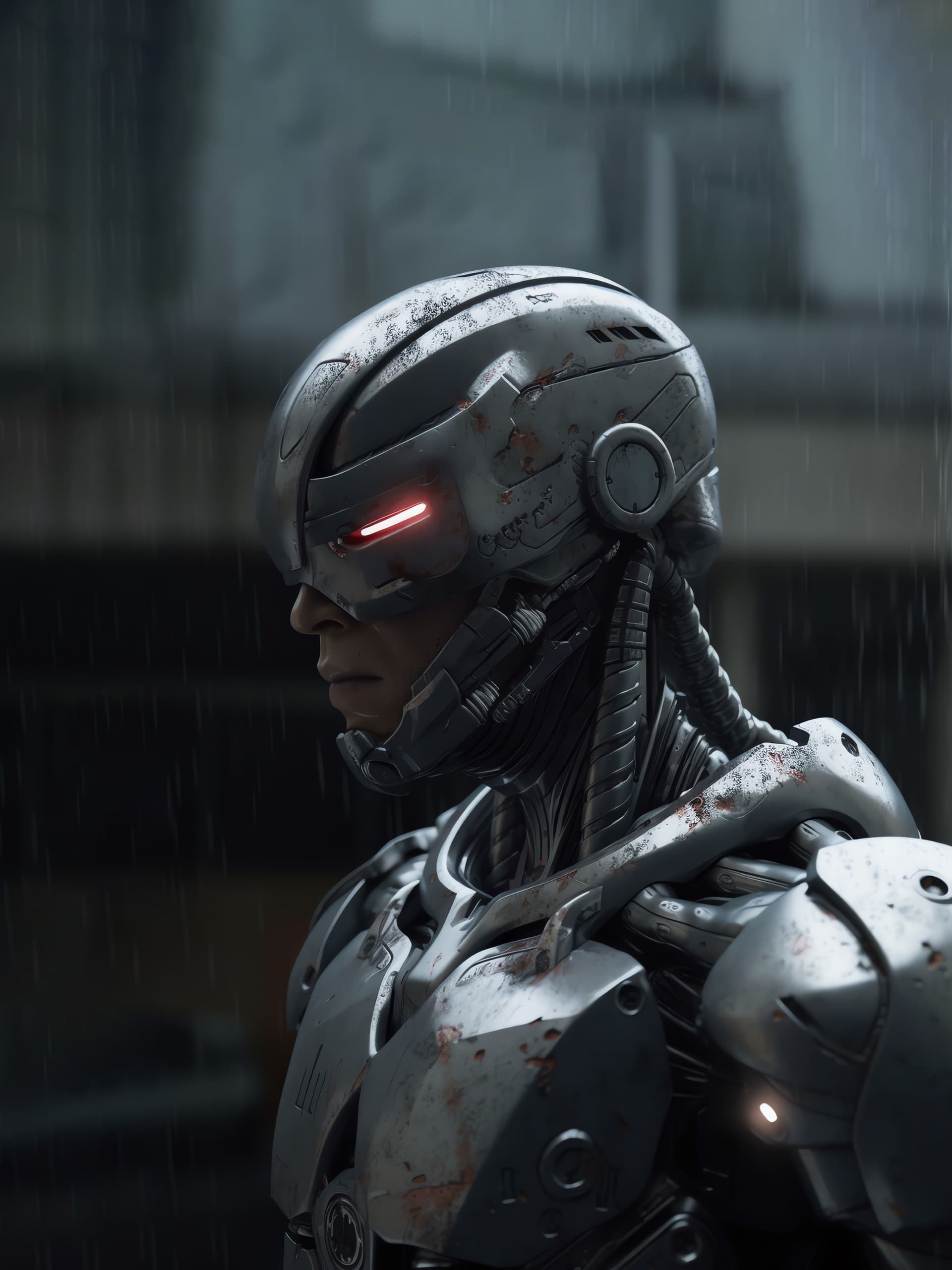 Cybernetic Soldier Portrait - Pro phone wallpaper