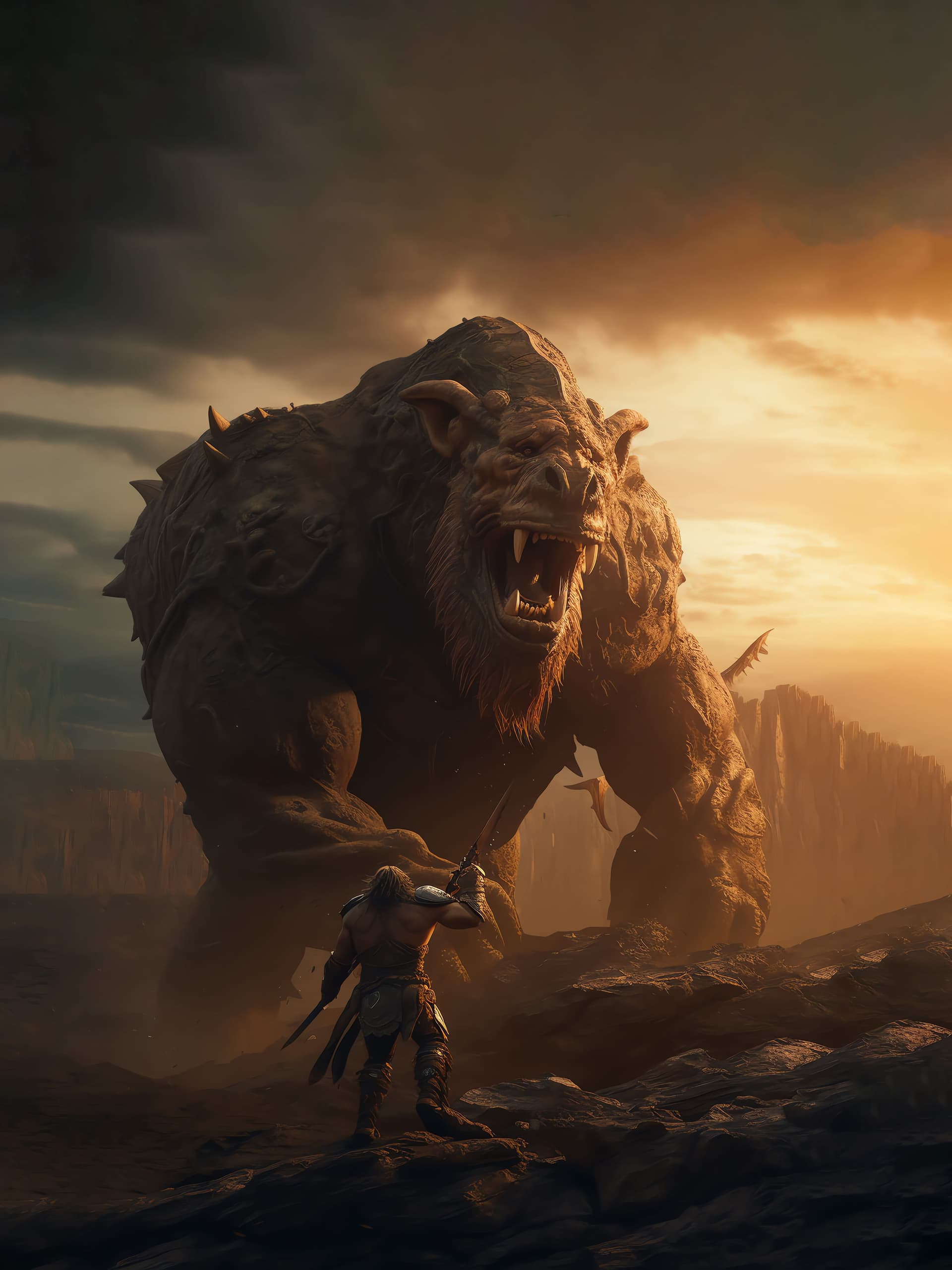 Monster Confrontation Scene - Pro phone wallpaper