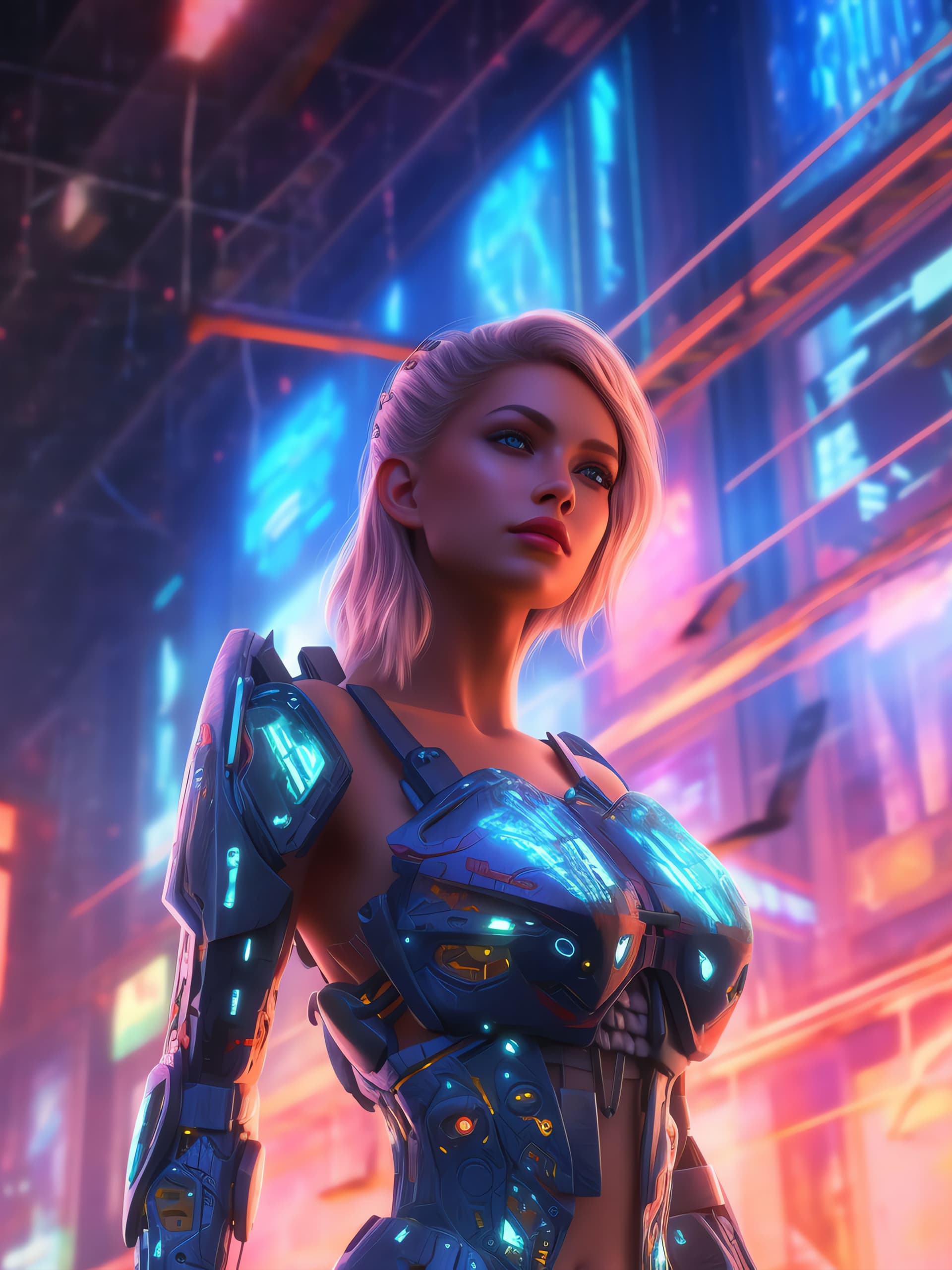 Cyberpunk Future Woman - Pro phone wallpaper