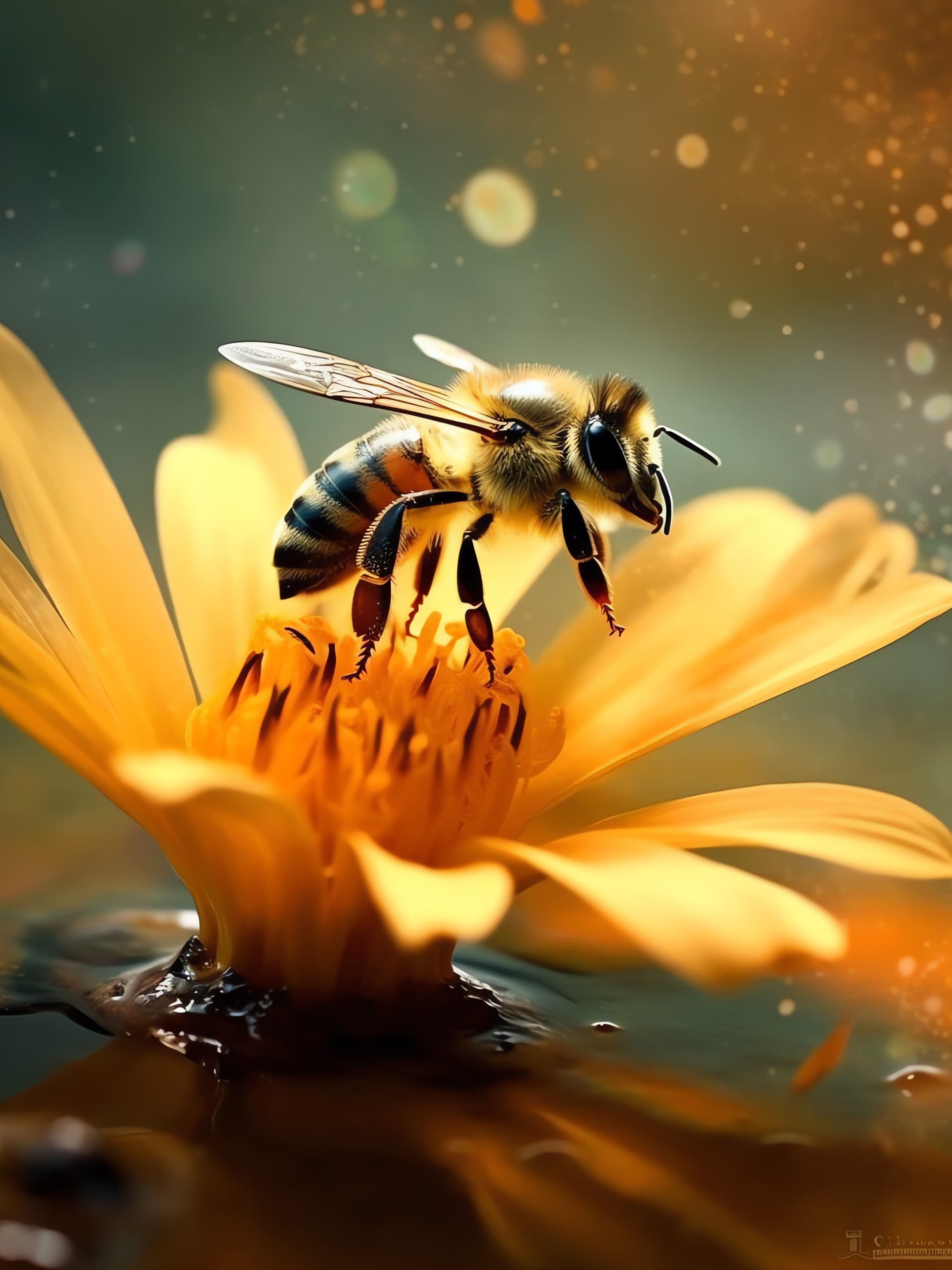 Bee on Flower - Pro phone wallpaper