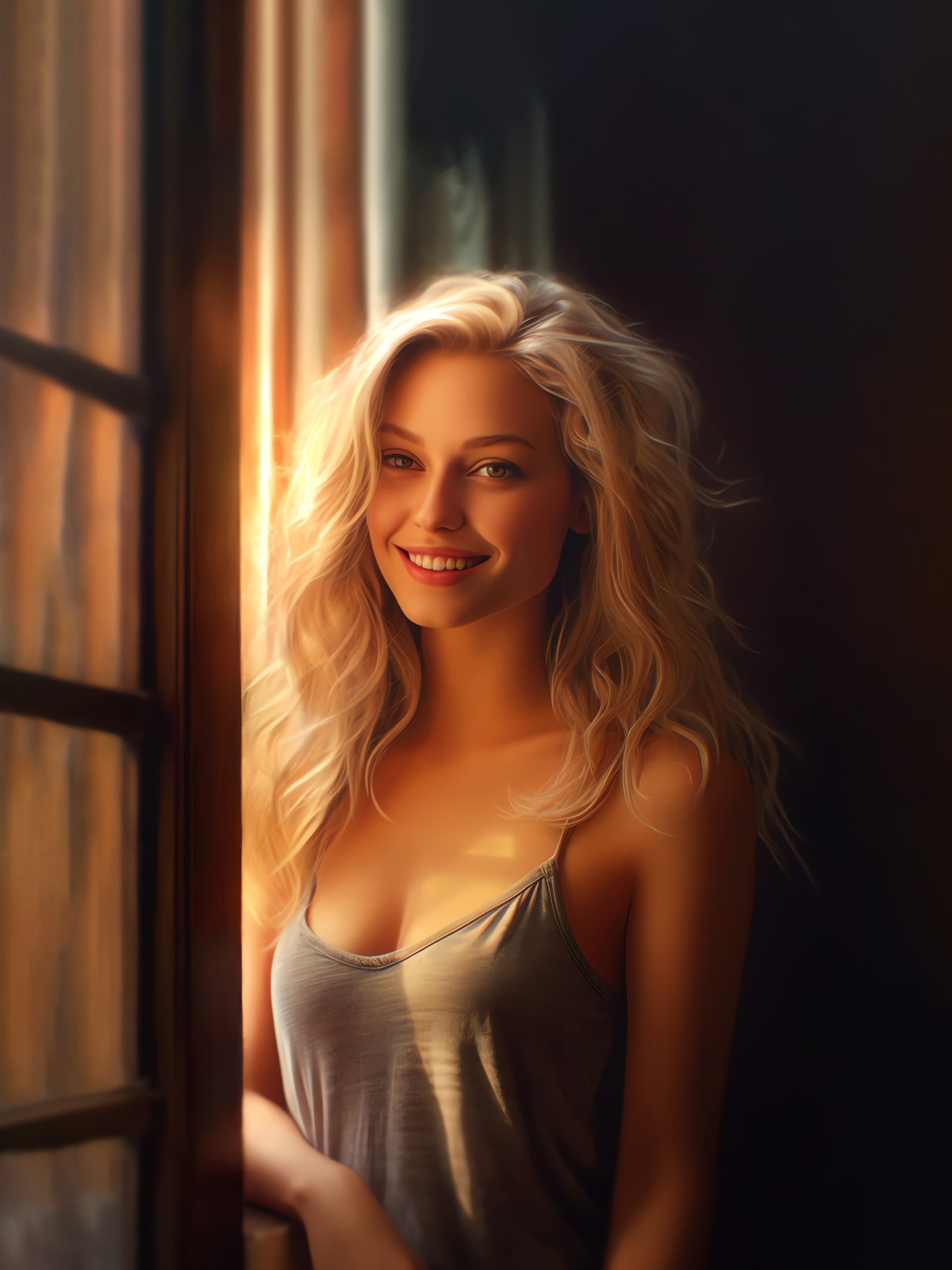 Sunlit Blonde Smile - Pro phone wallpaper