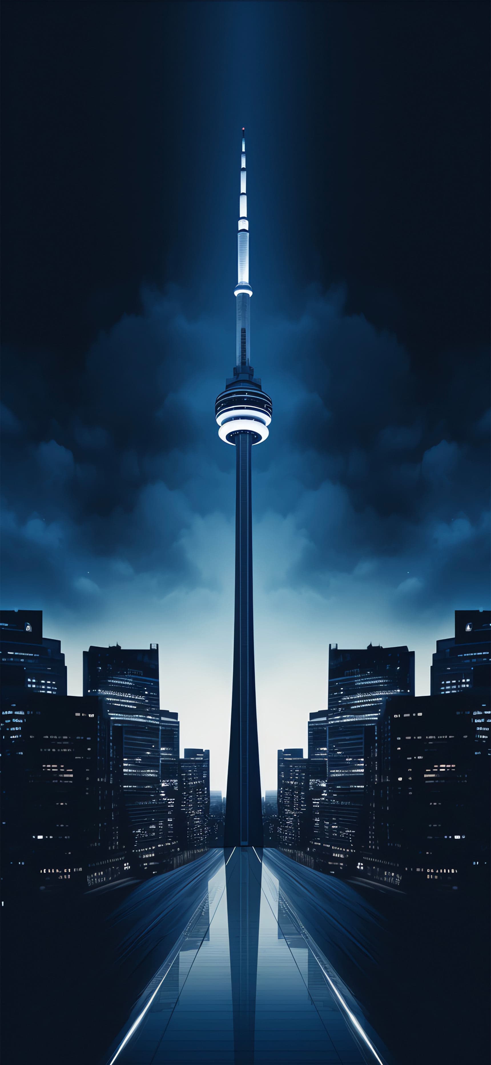 Cityscape Tower Reflection - Pro phone wallpaper