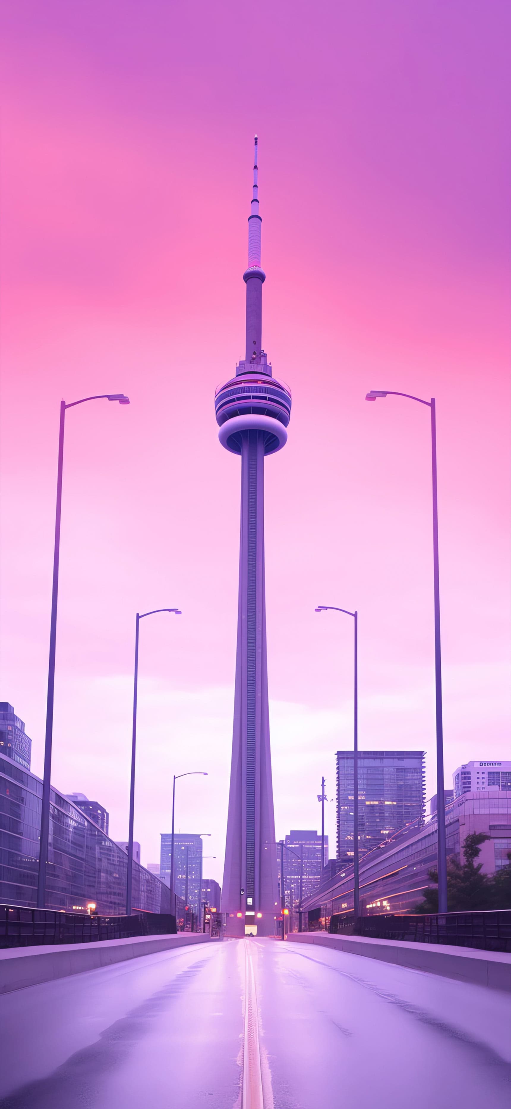 Pink Cityscape Tower - Pro phone wallpaper