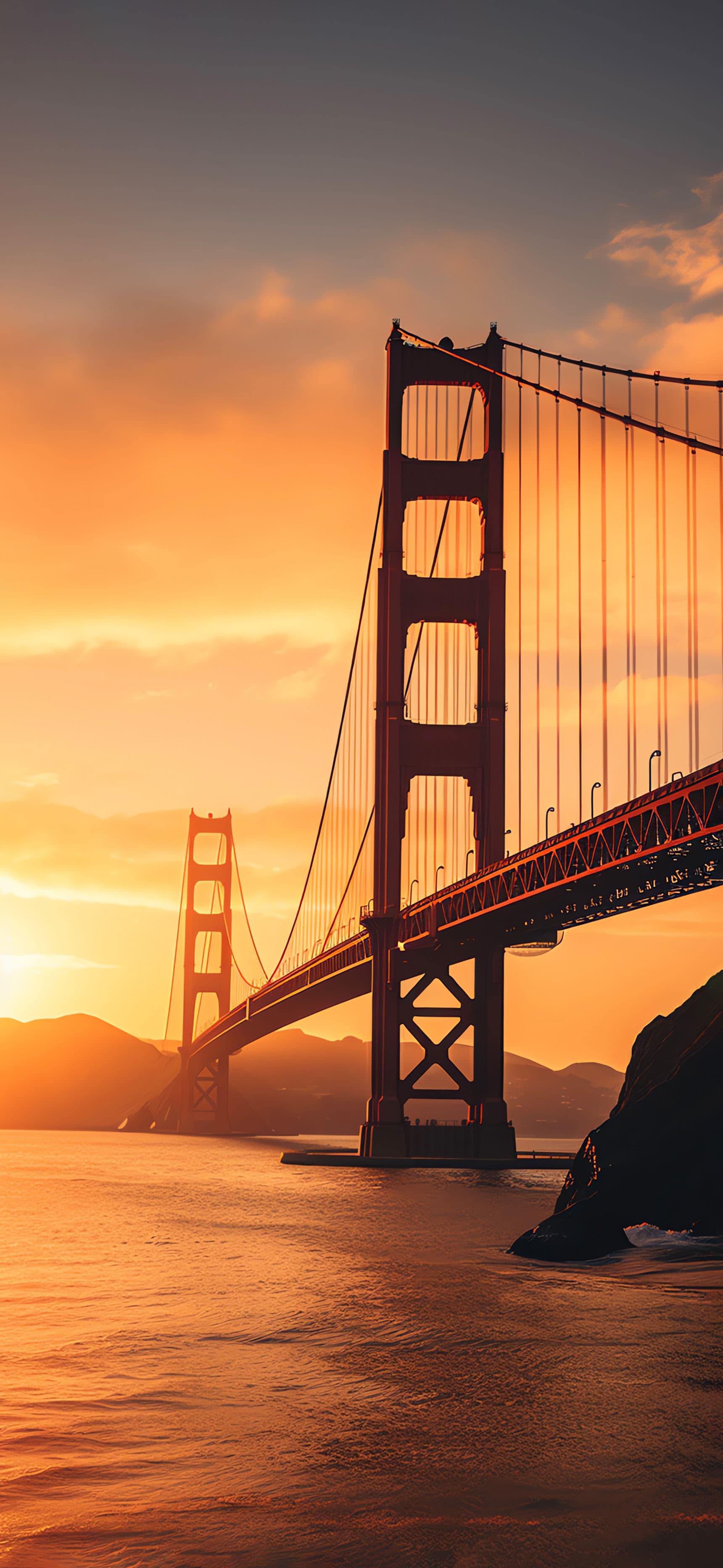 Golden Gate Sunset - Pro phone wallpaper