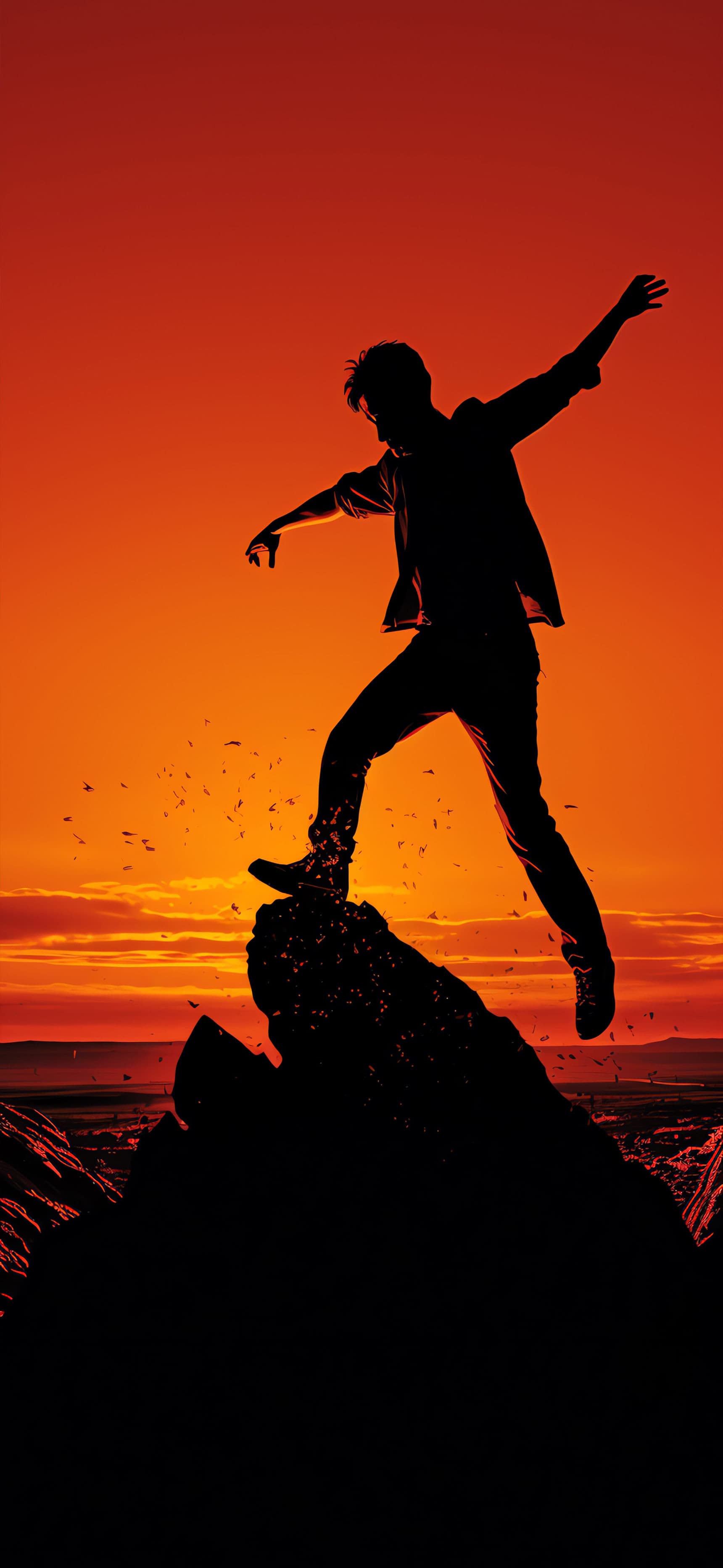 Silhouette Sunset Jump - Pro phone wallpaper