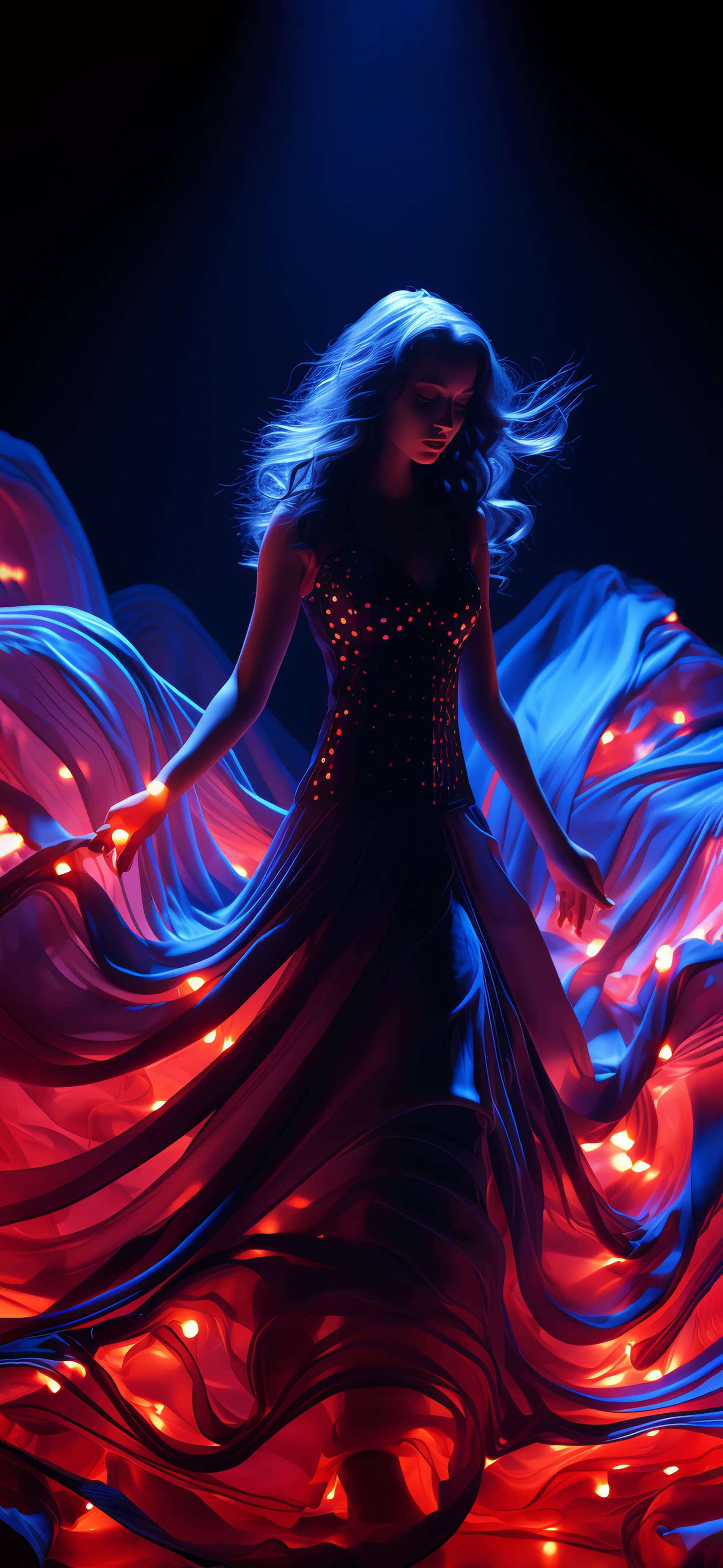 Red Blue Dancer - Pro phone wallpaper