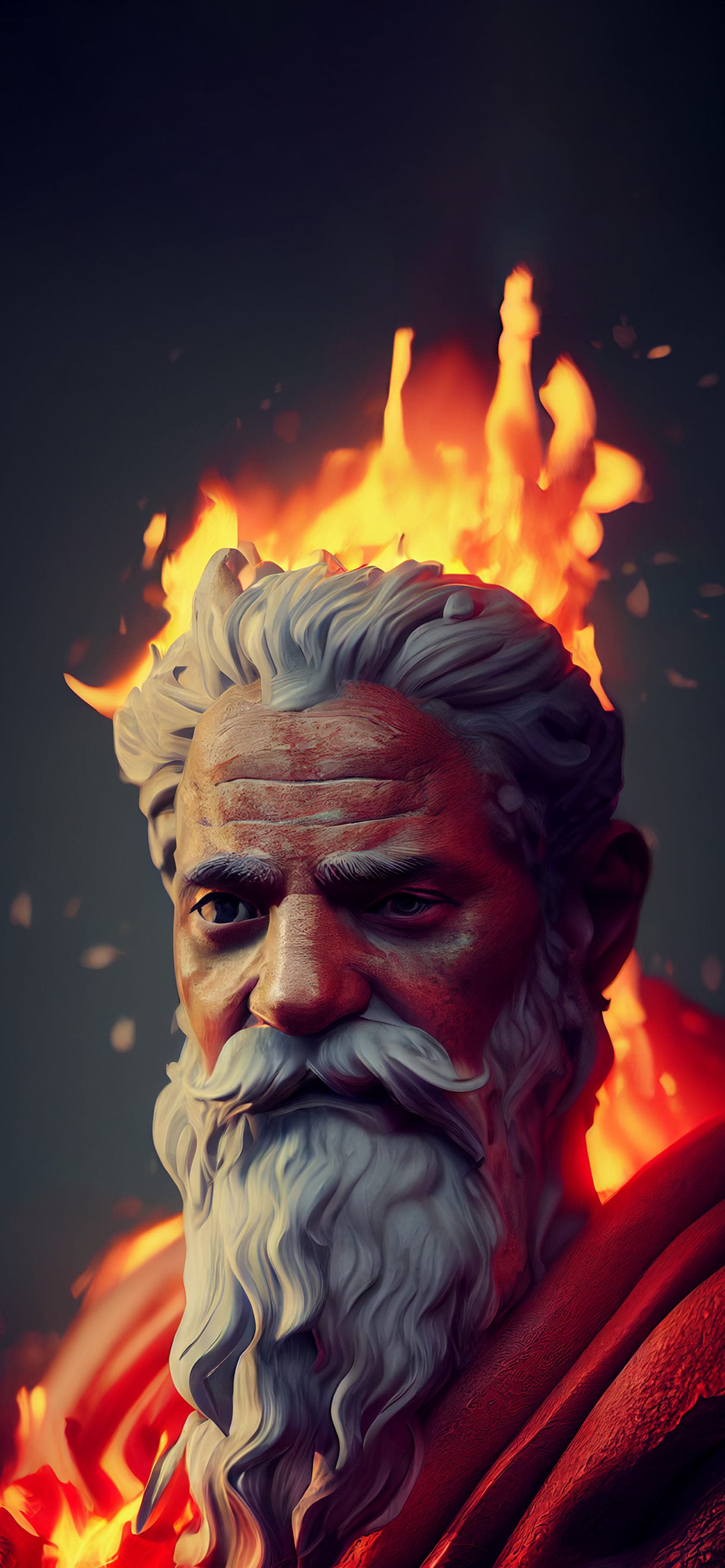 Flaming Deity Portrait - Pro phone wallpaper