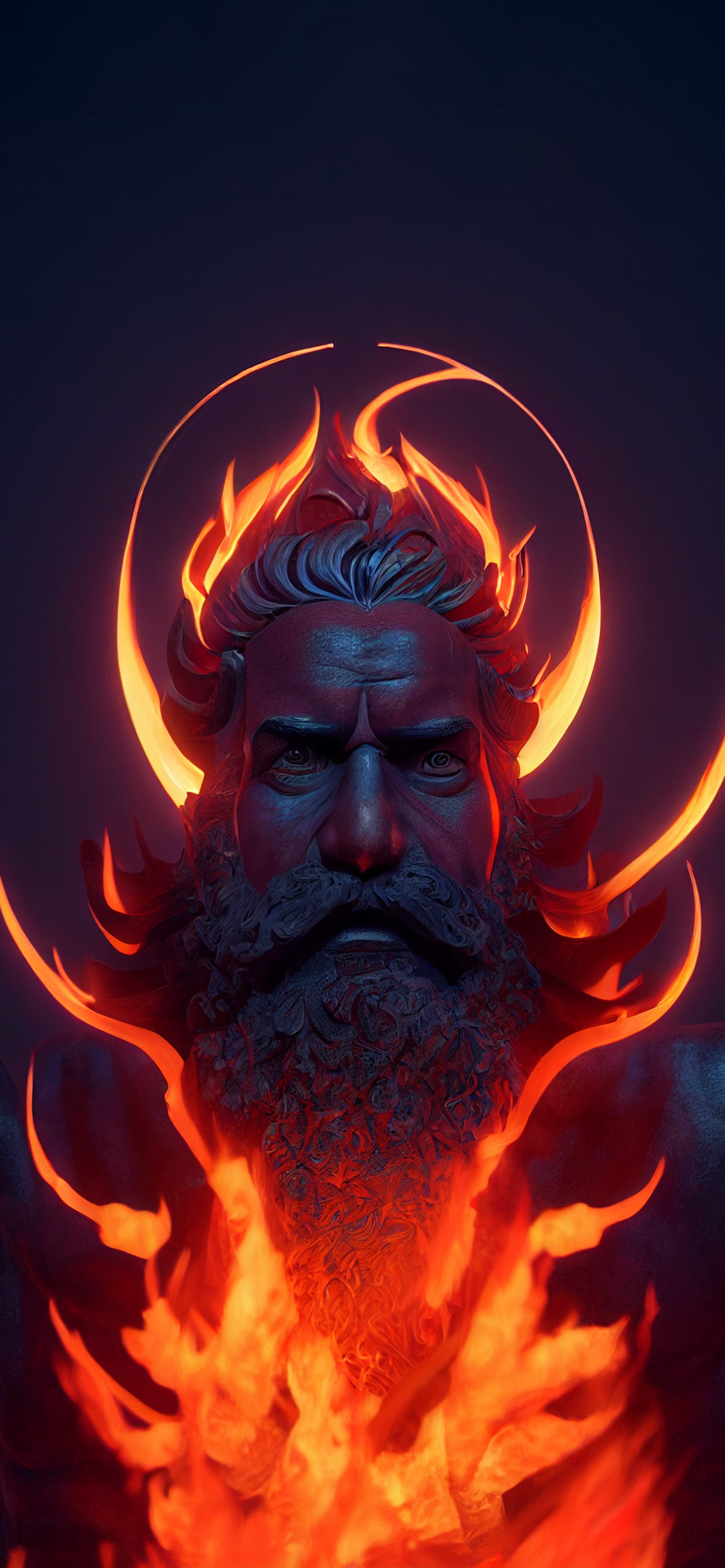 Flaming God Figure - Pro phone wallpaper