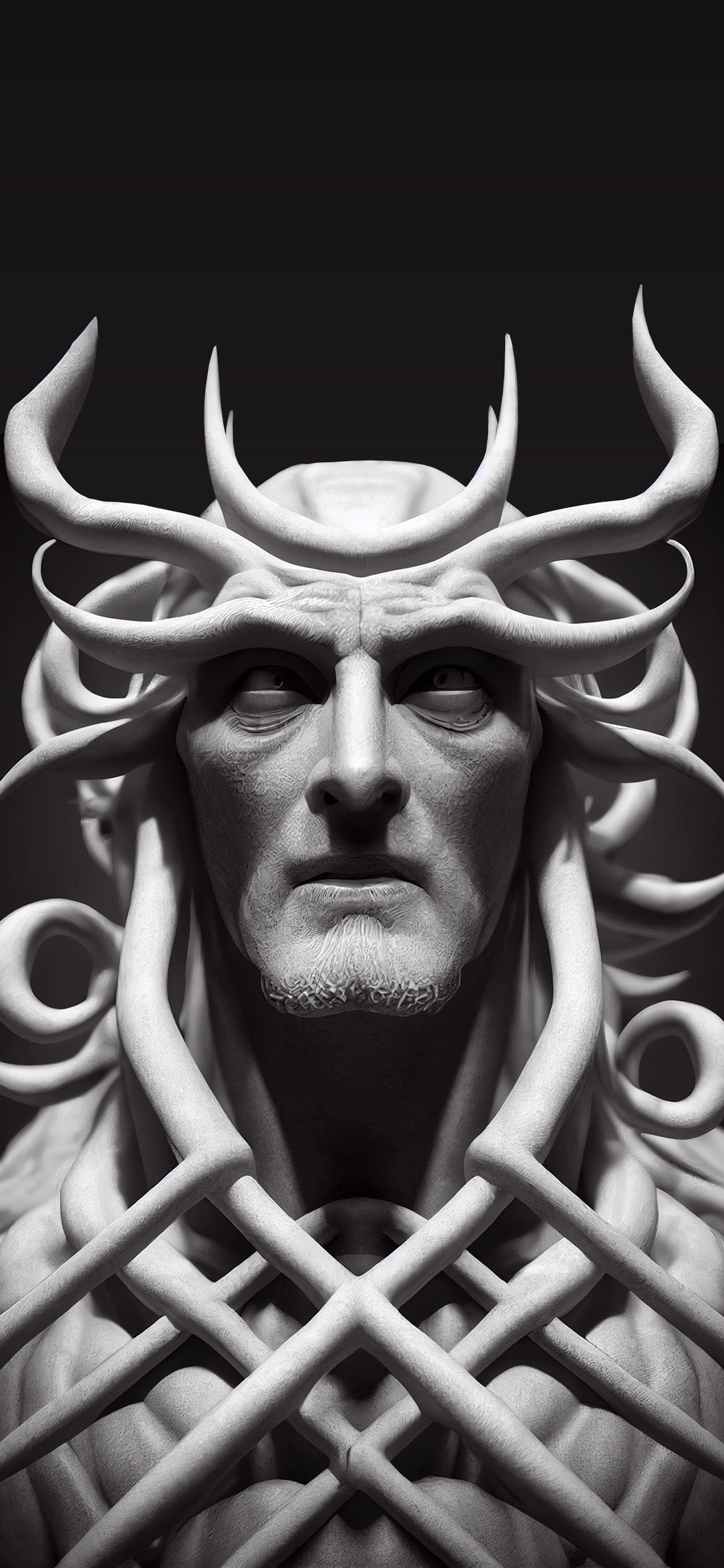 Horned Marble Deity - Pro phone wallpaper