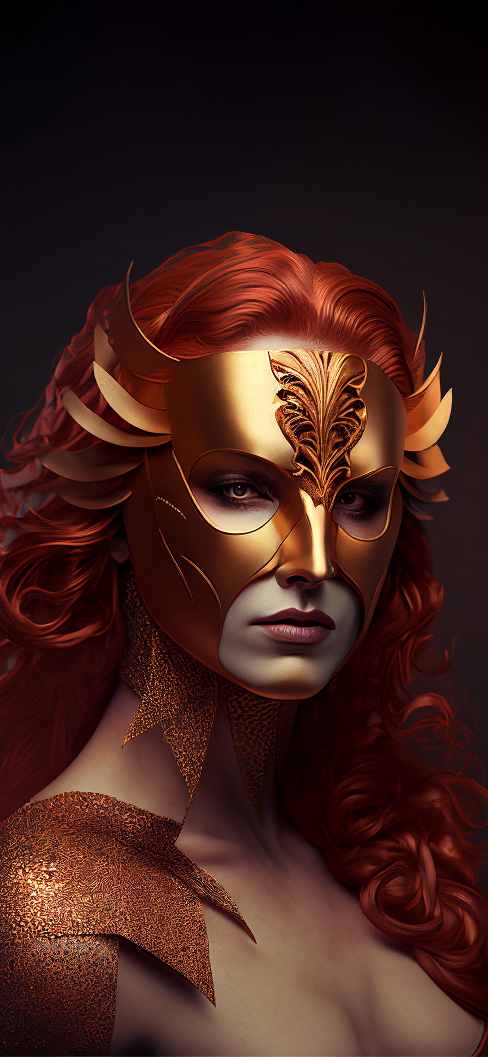 Golden Masked Woman - Pro phone wallpaper