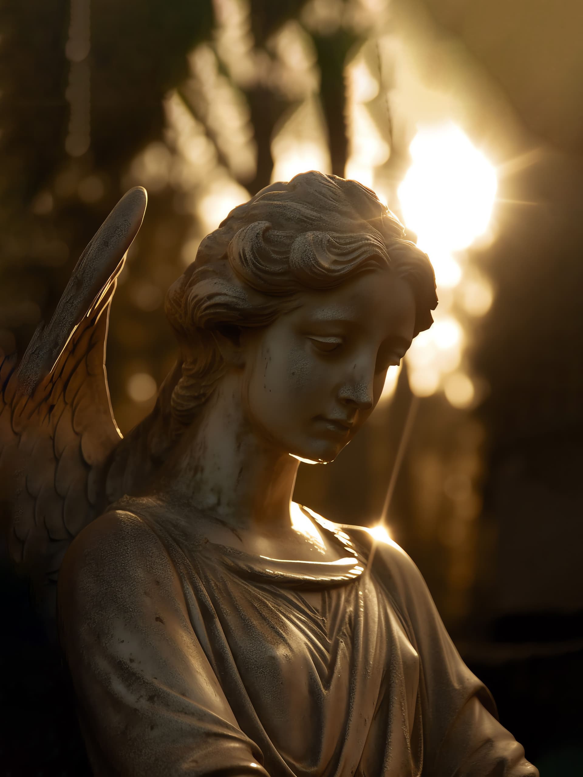 Angel Sunlight Statue - Pro phone wallpaper