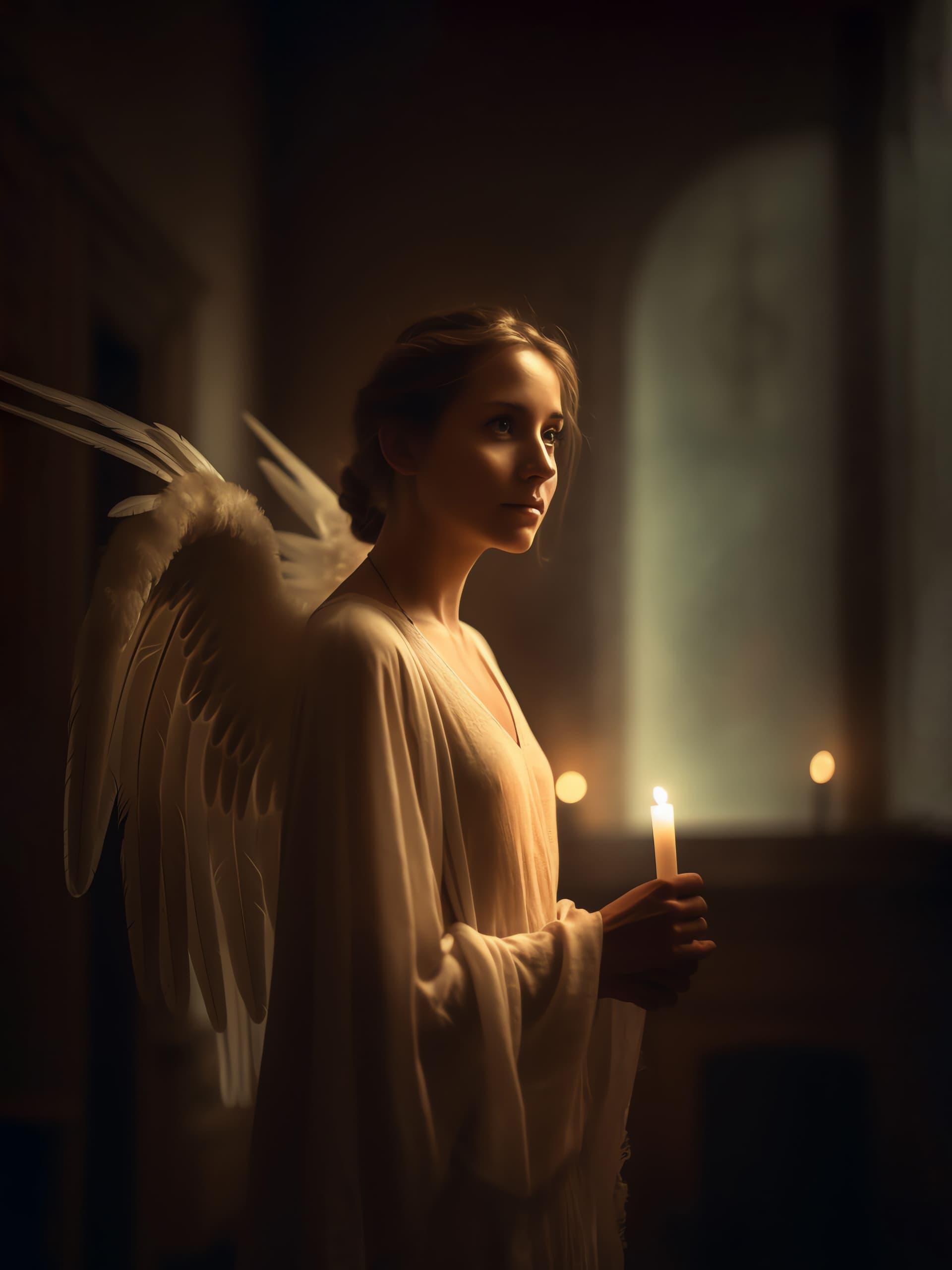 Candlelit Angel - Pro phone wallpaper