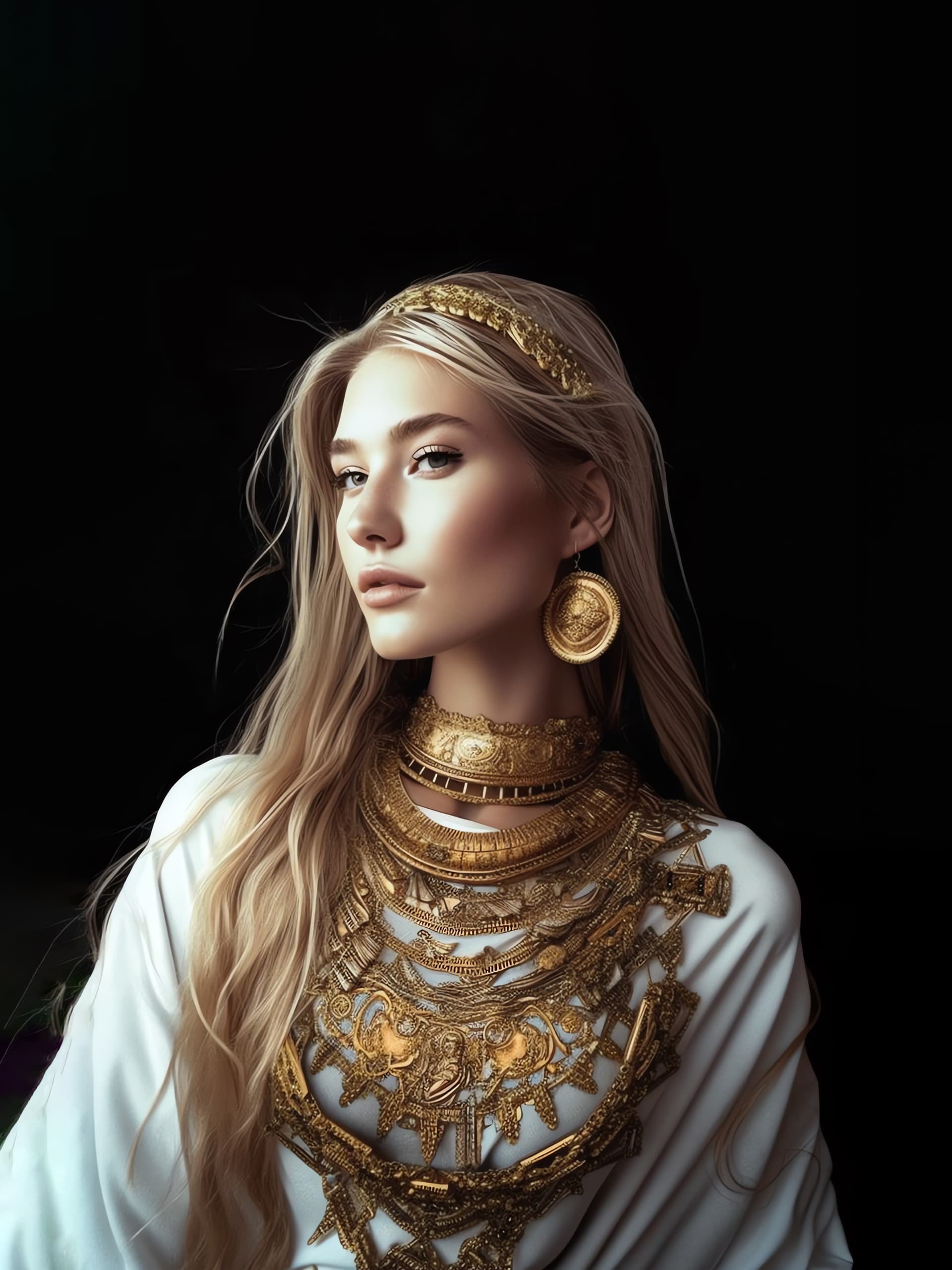 Golden Goddess Portrait - Pro phone wallpaper