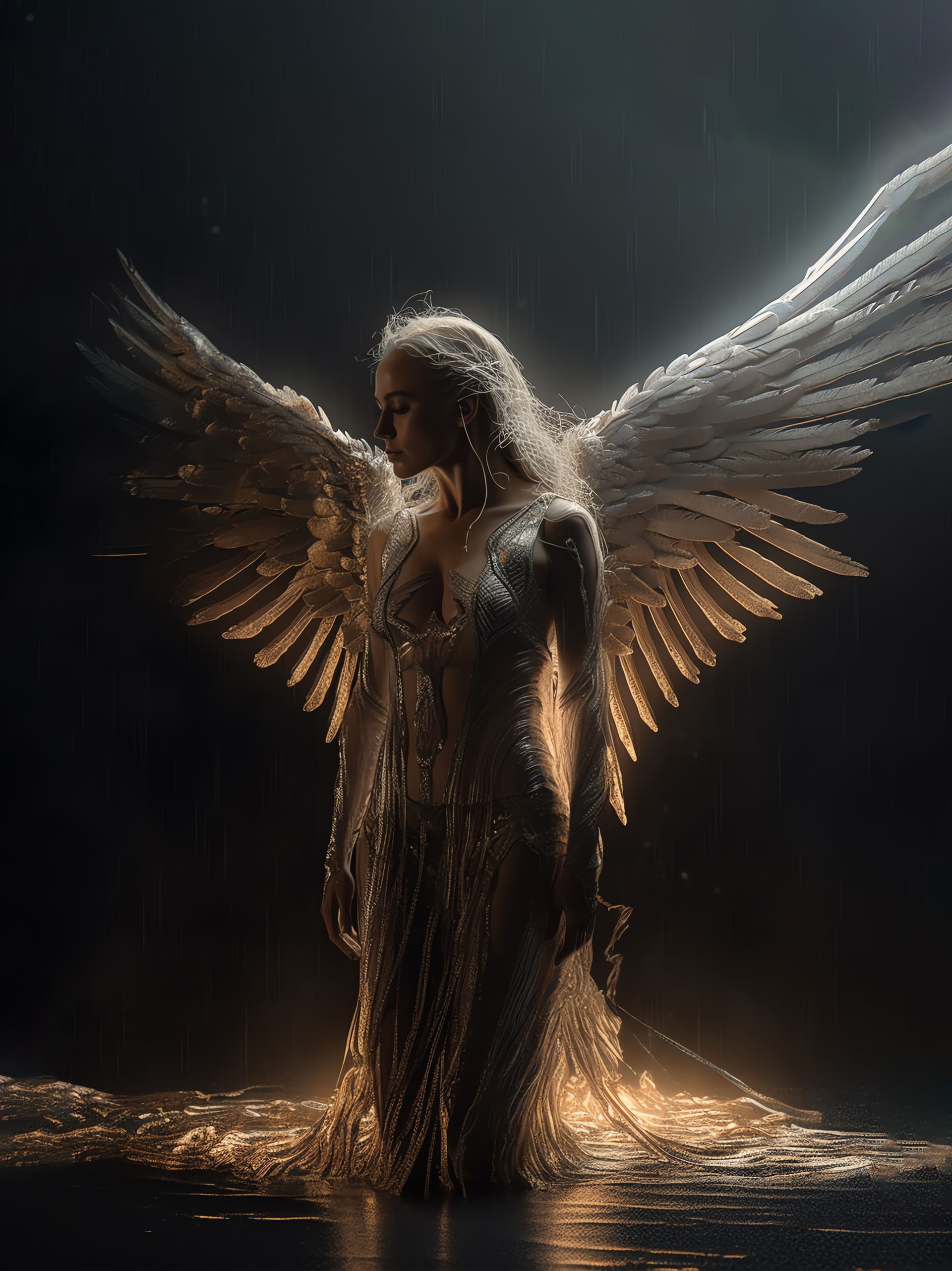 Angelic Golden Descent - Pro phone wallpaper