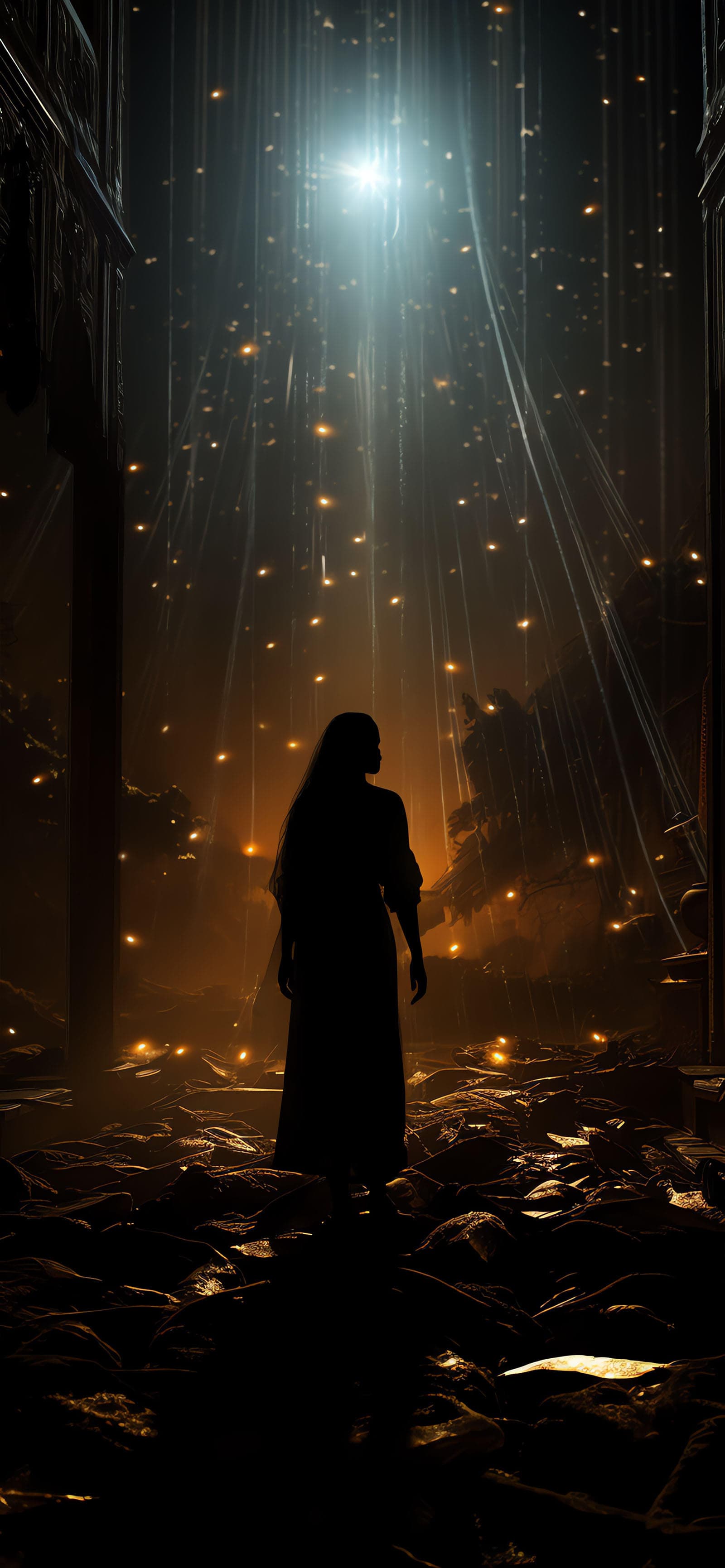 Silhouette Light Beam - Pro phone wallpaper