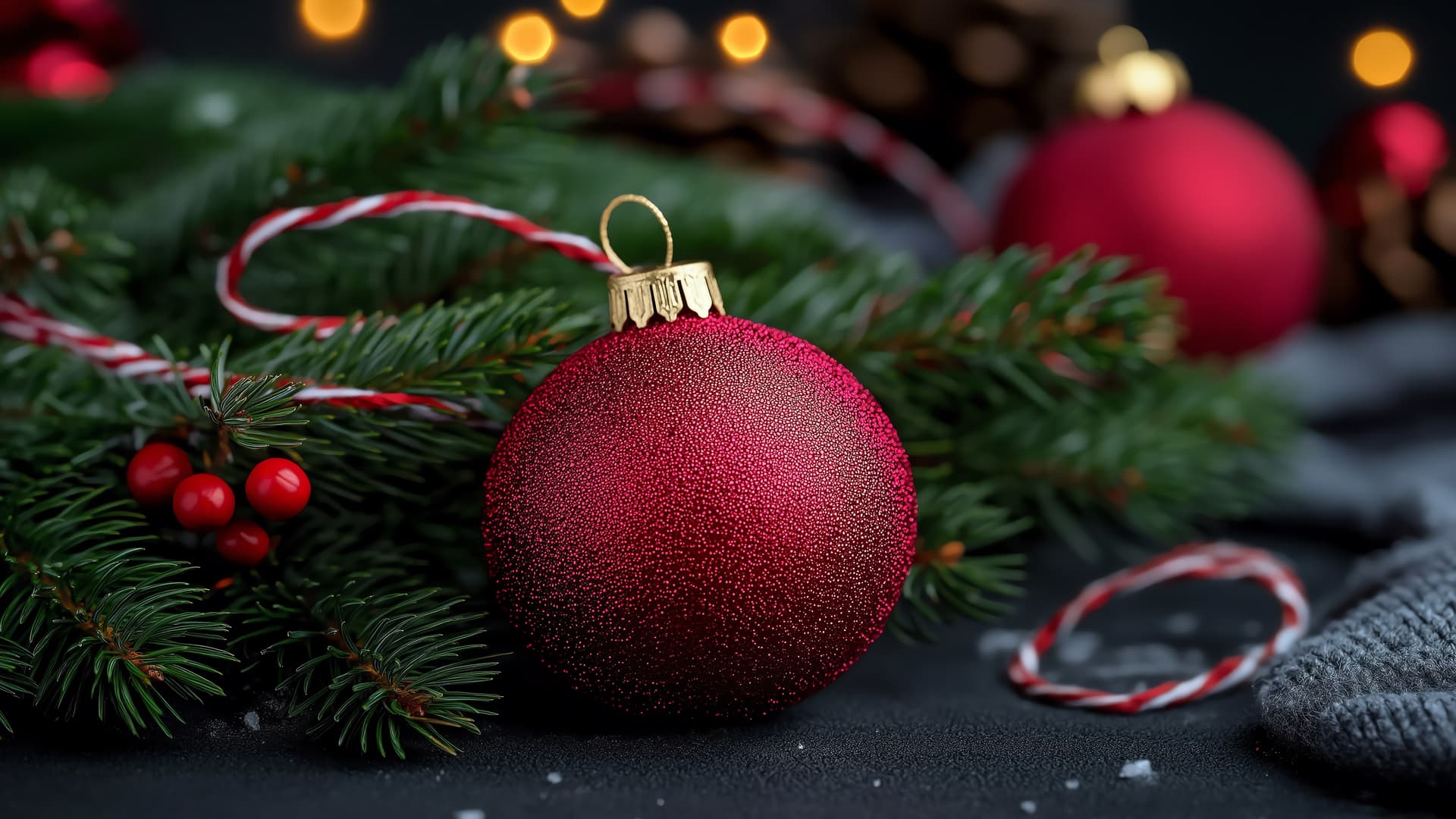 Red Christmas Bauble - free desktop wallpaper