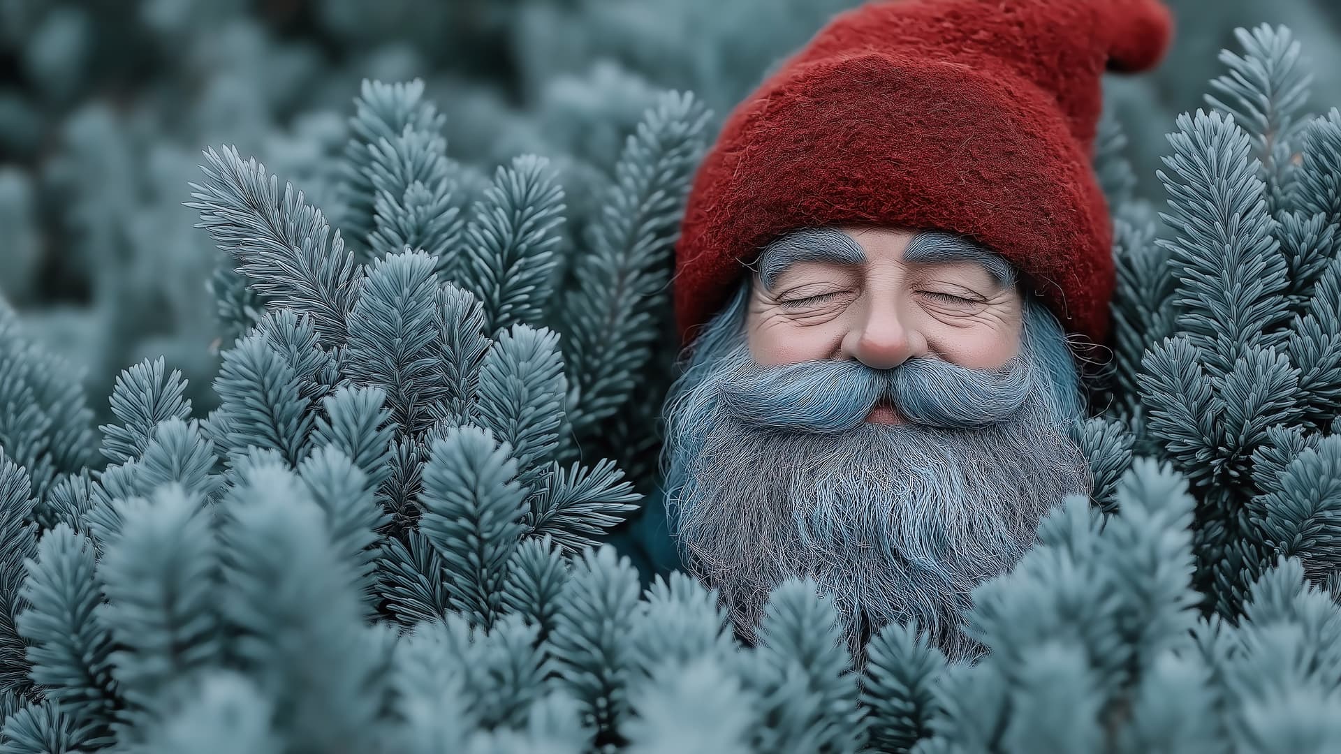 Santa in Pine - free desktop wallpaper