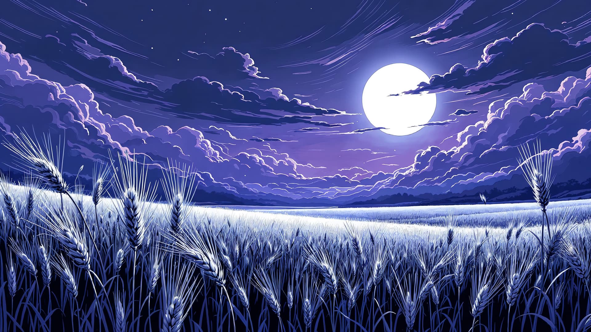 Moonlit Field - free desktop wallpaper