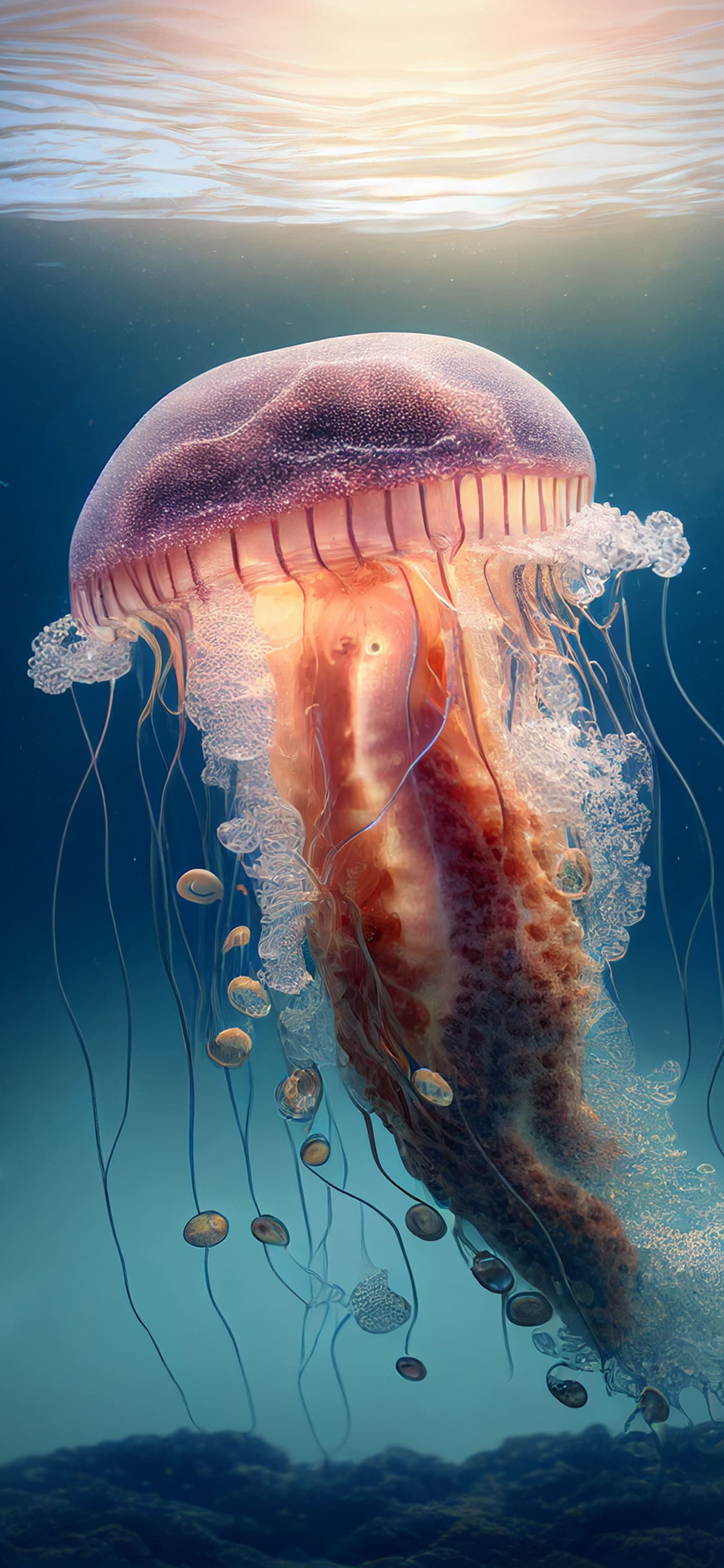 Underwater Jellyfish Glow - free phone wallpaper