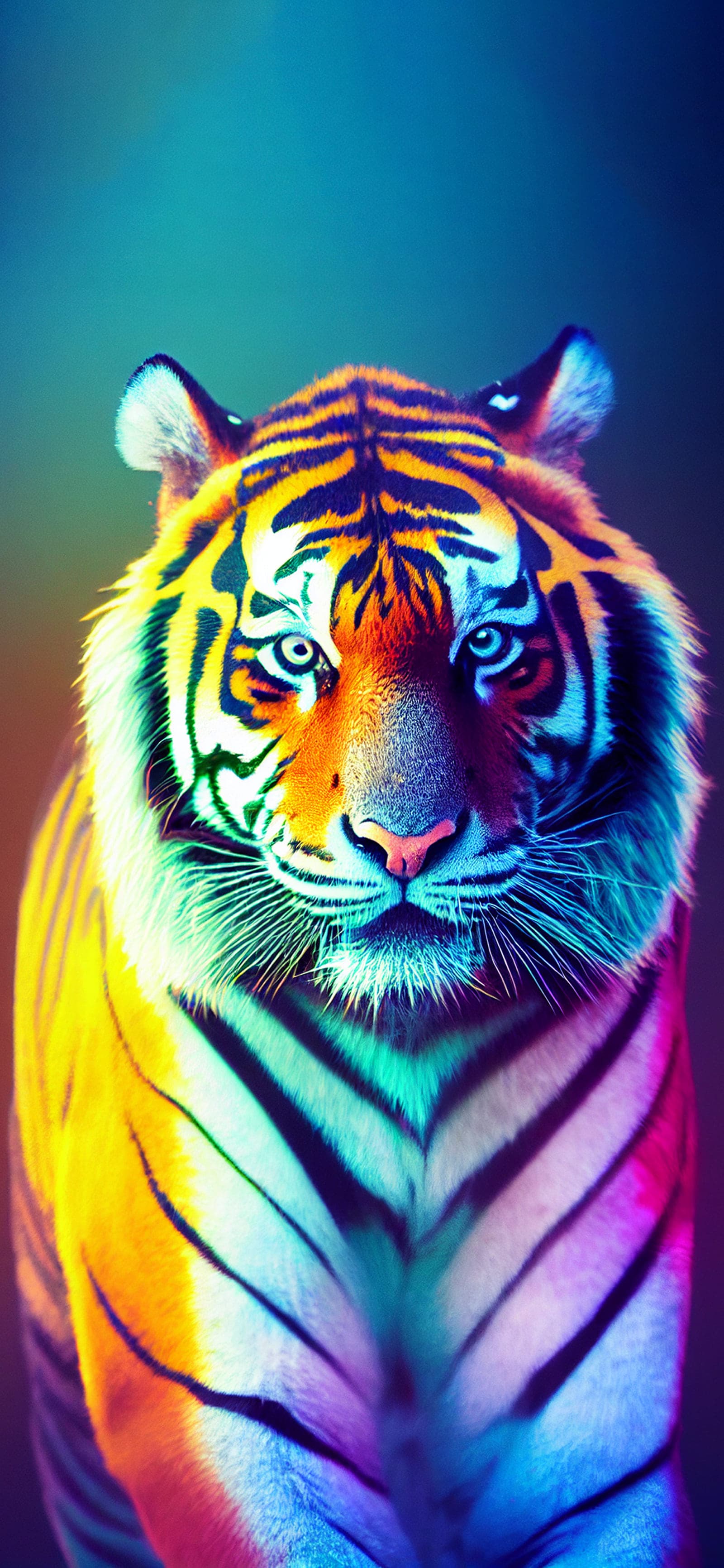 Rainbow Tiger Portrait - free phone wallpaper