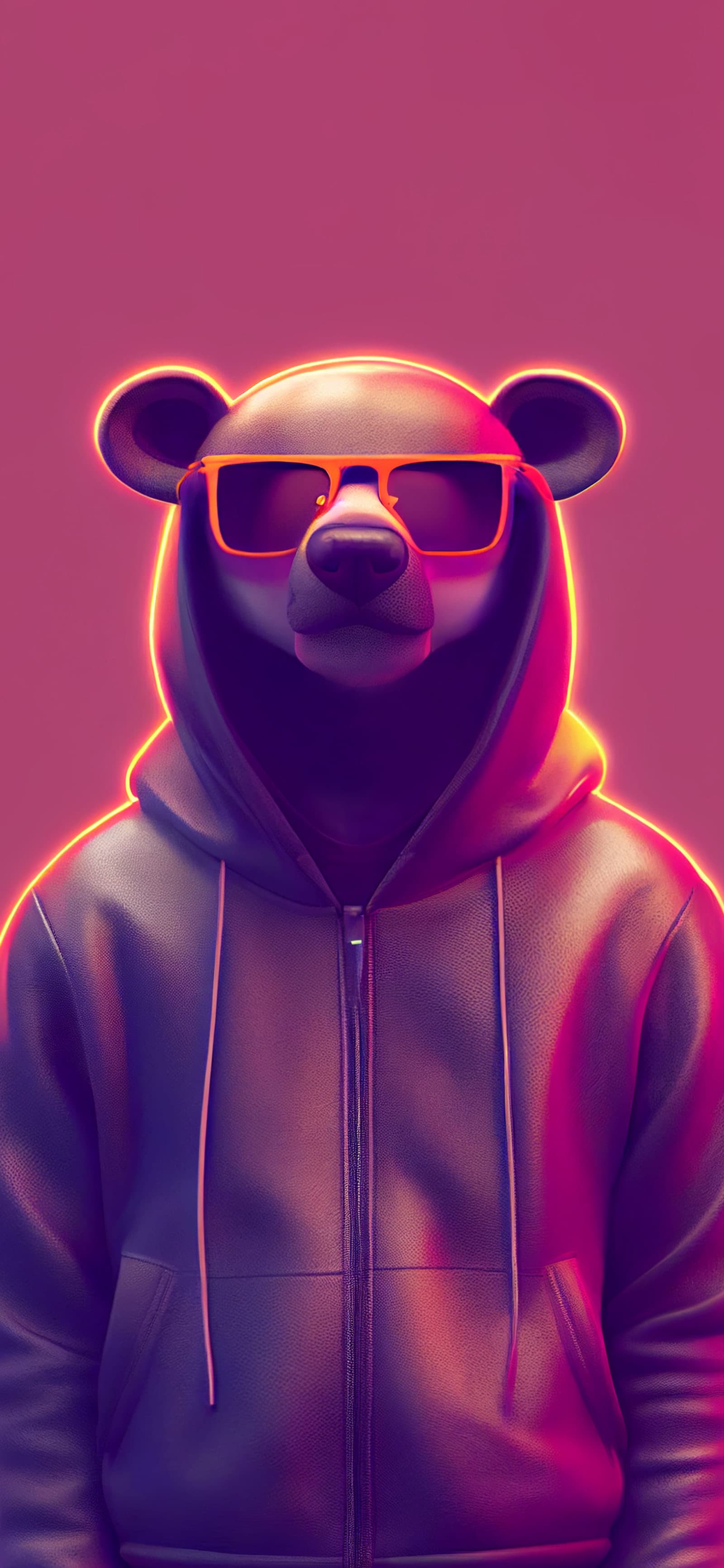 Neon Bear Portrait - free phone wallpaper