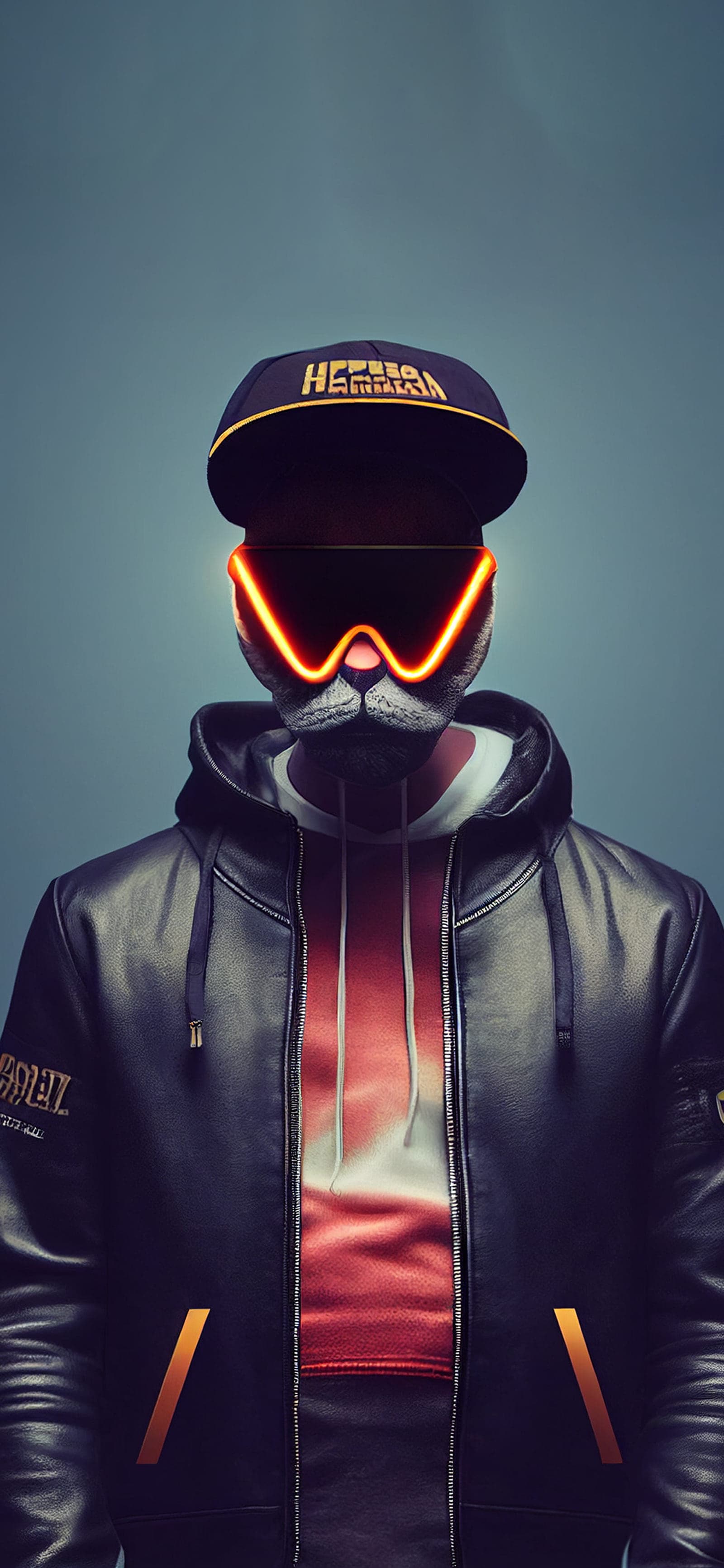 Cyberpunk Cat Dude - free phone wallpaper