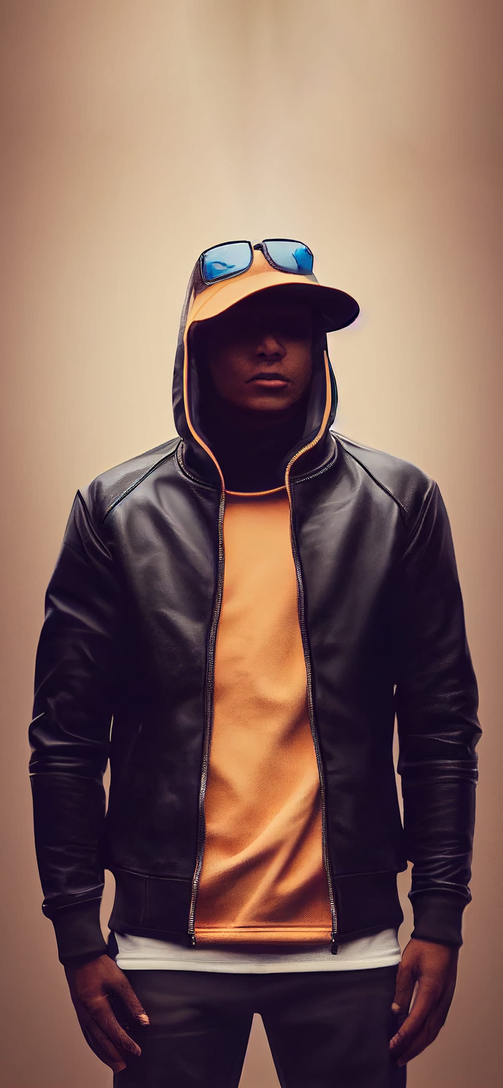 Hooded Leather Jacket - free phone wallpaper