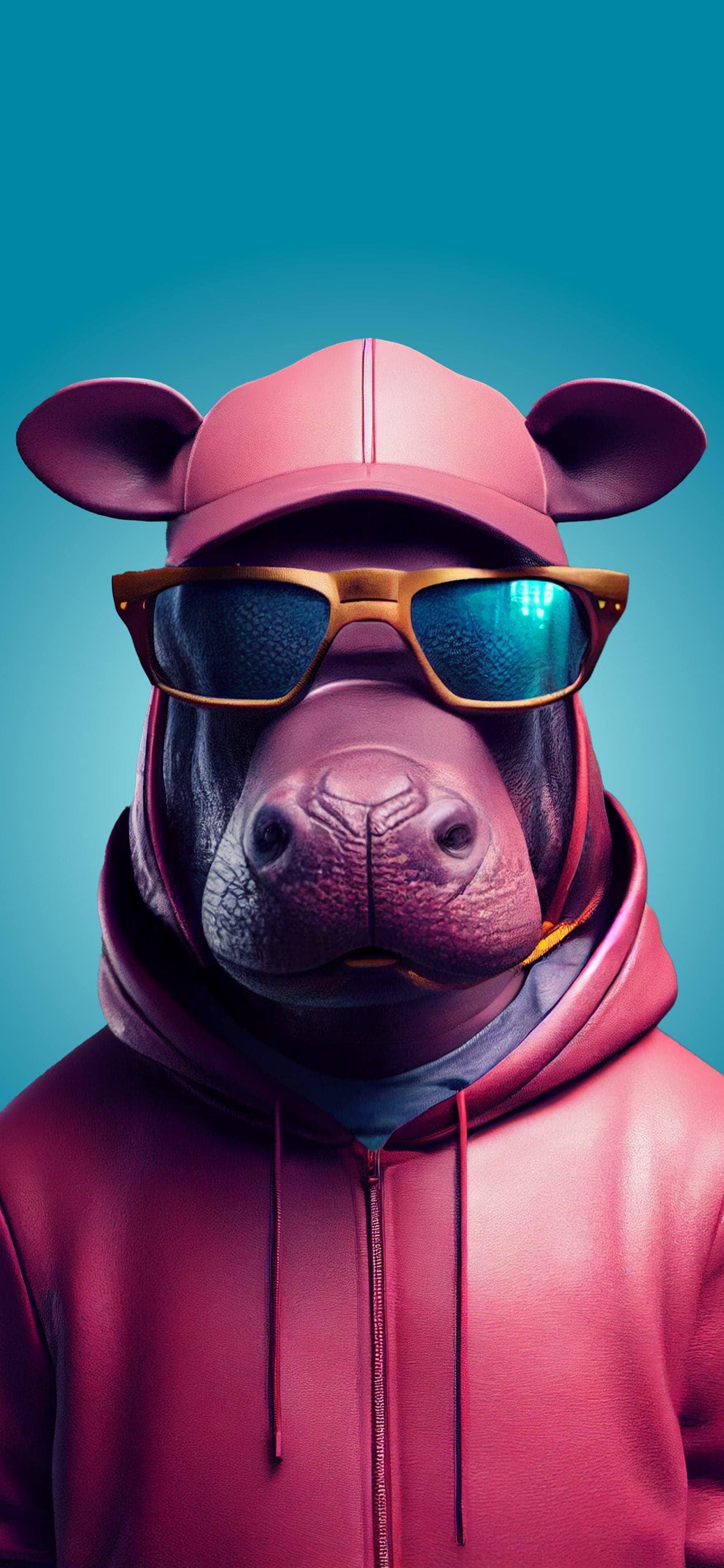 Hippo Hipster Style - free phone wallpaper