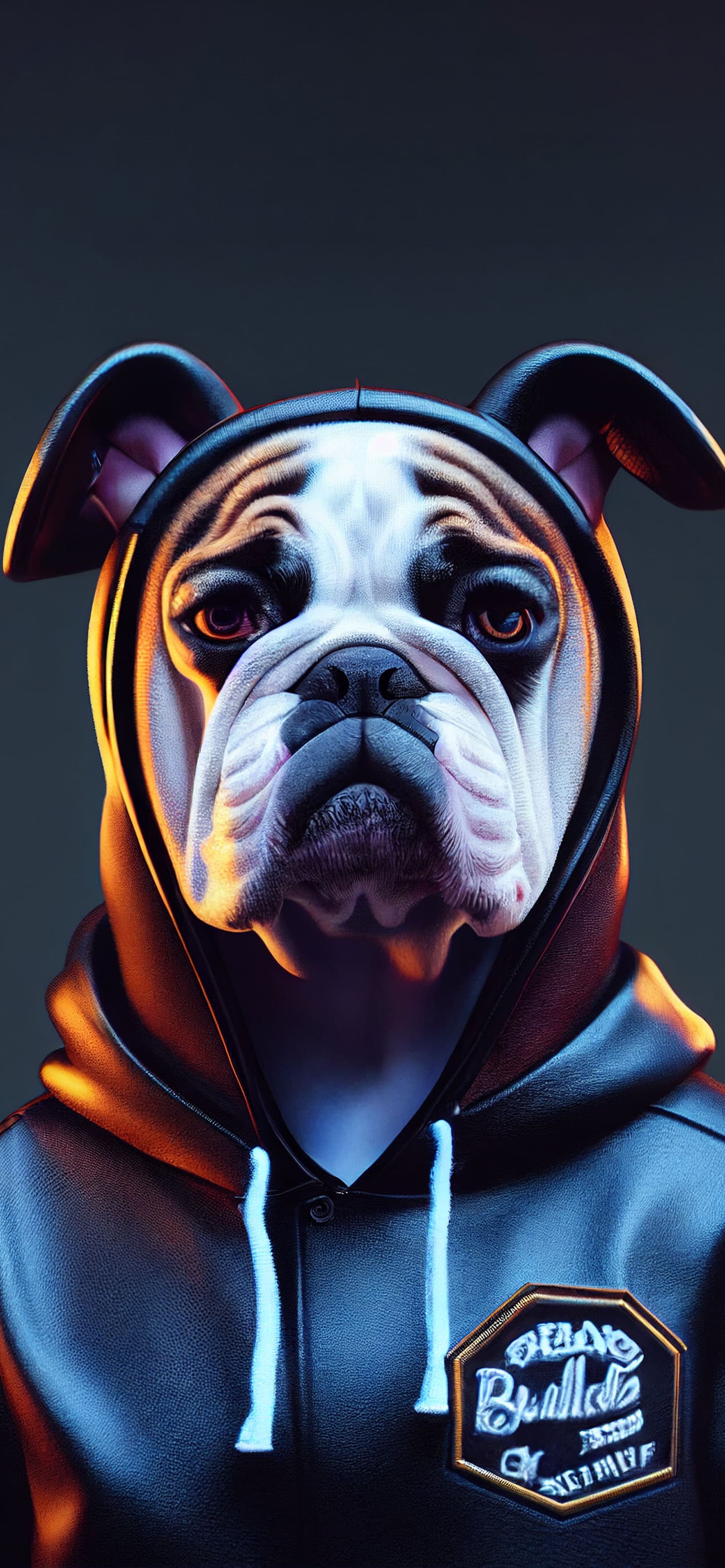 Hoodie Bulldog Portrait - free phone wallpaper