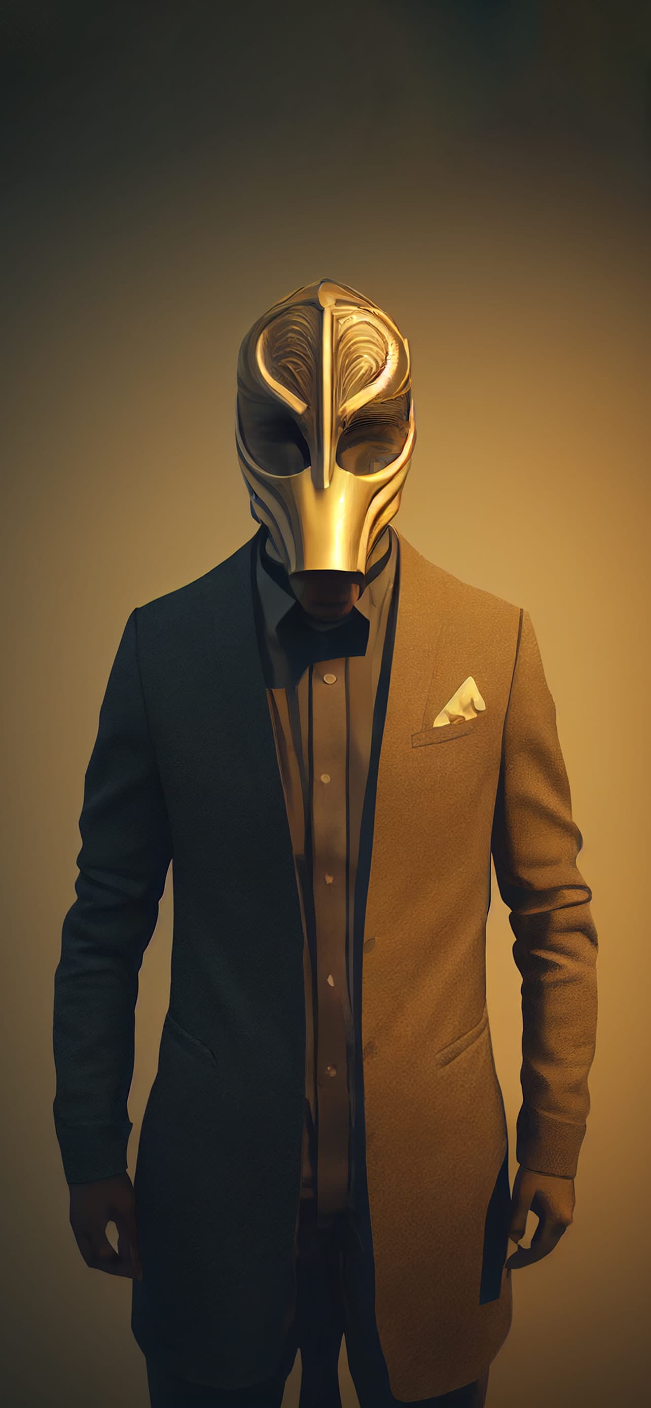 Golden Masked Figure - free phone wallpaper
