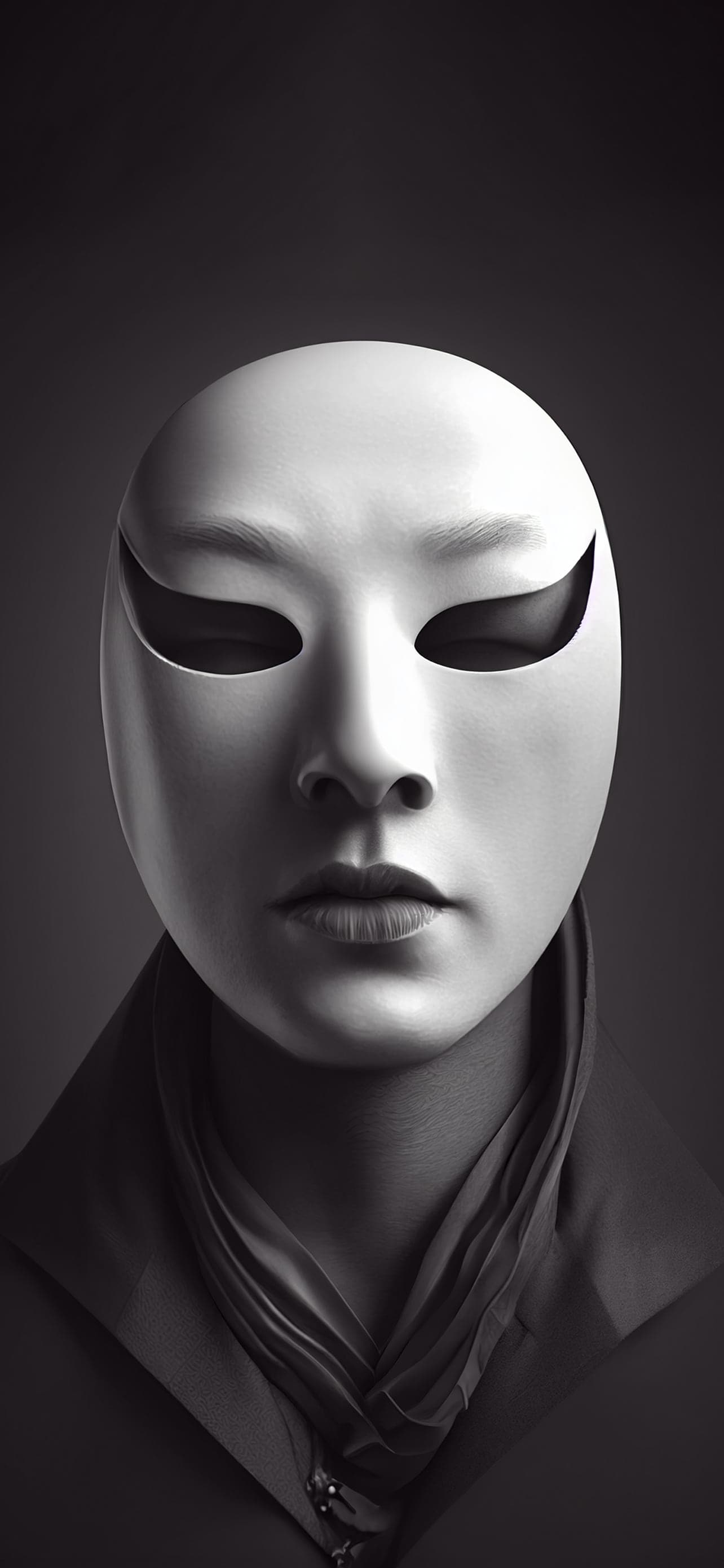 Monochrome Masked Figure - free phone wallpaper