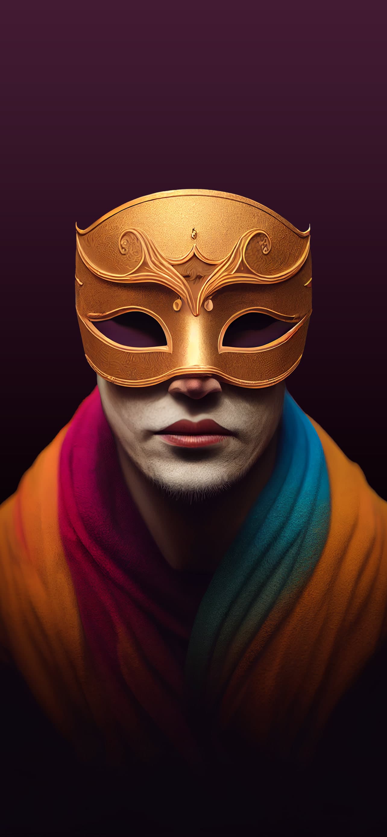 Golden Masked Figure - free phone wallpaper