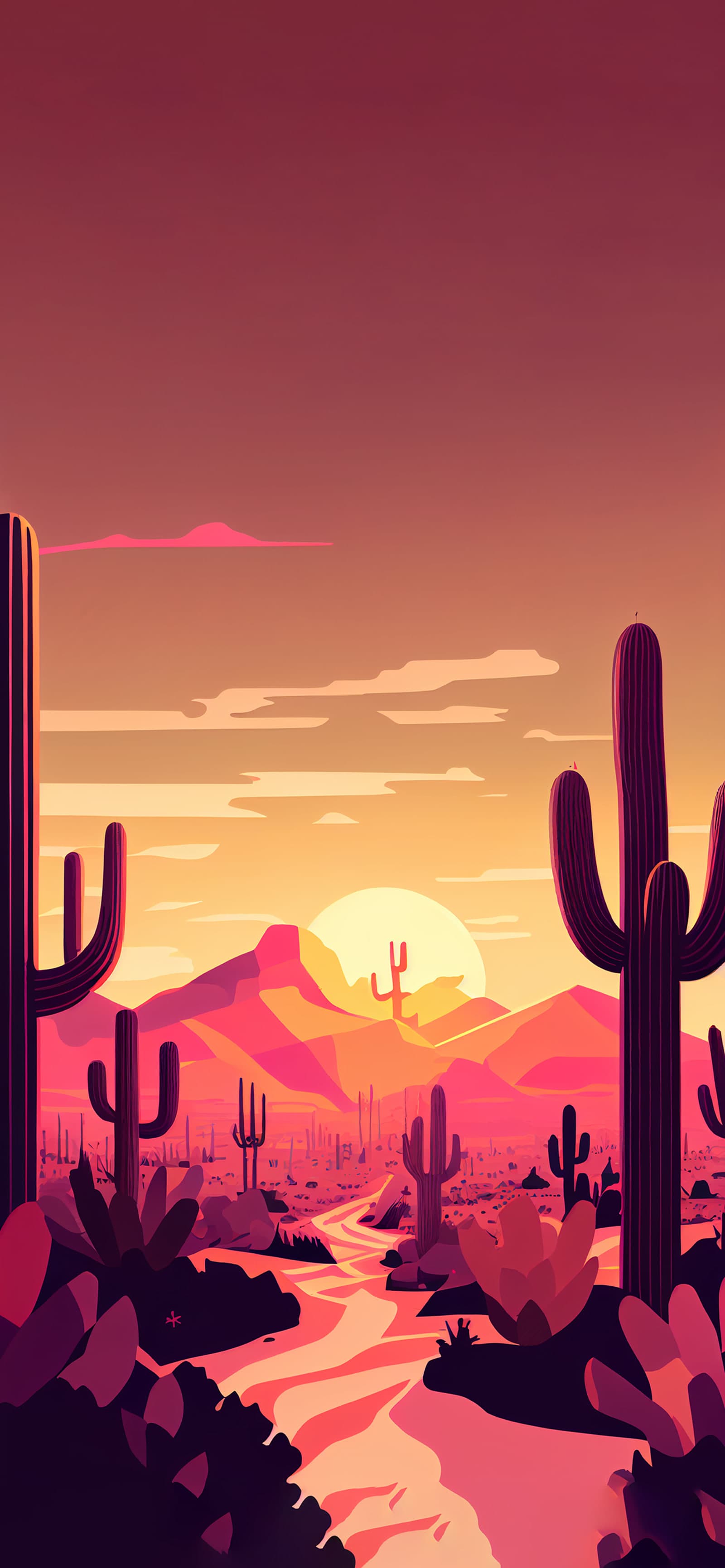 Cactus Sunset - free phone wallpaper