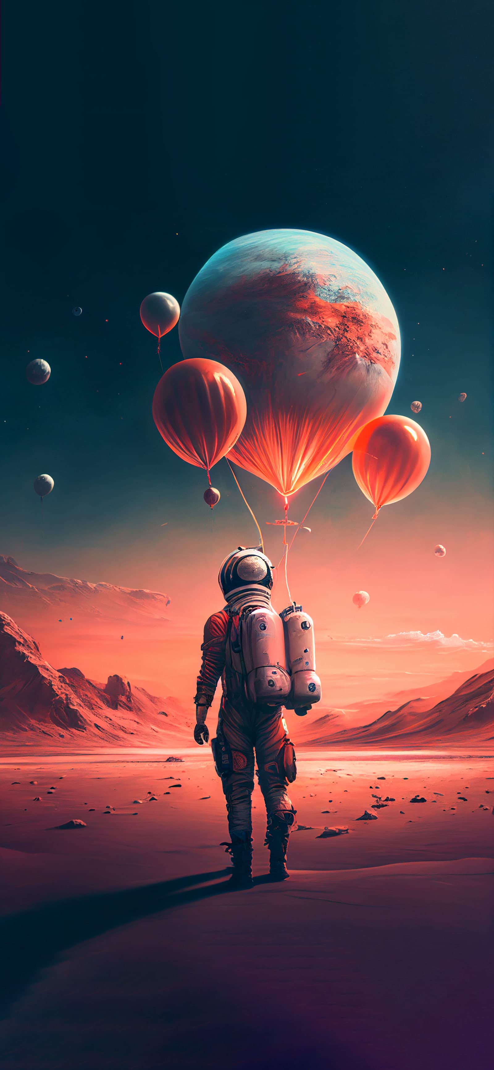 Astronaut Balloon Ride - free phone wallpaper