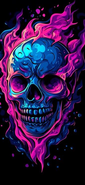 Neon Skull 3 - free phone wallpaper download