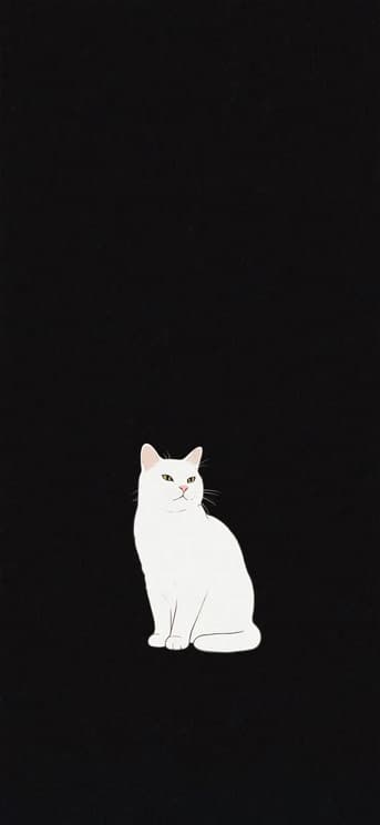 White cat on black background 1 - free phone wallpaper download