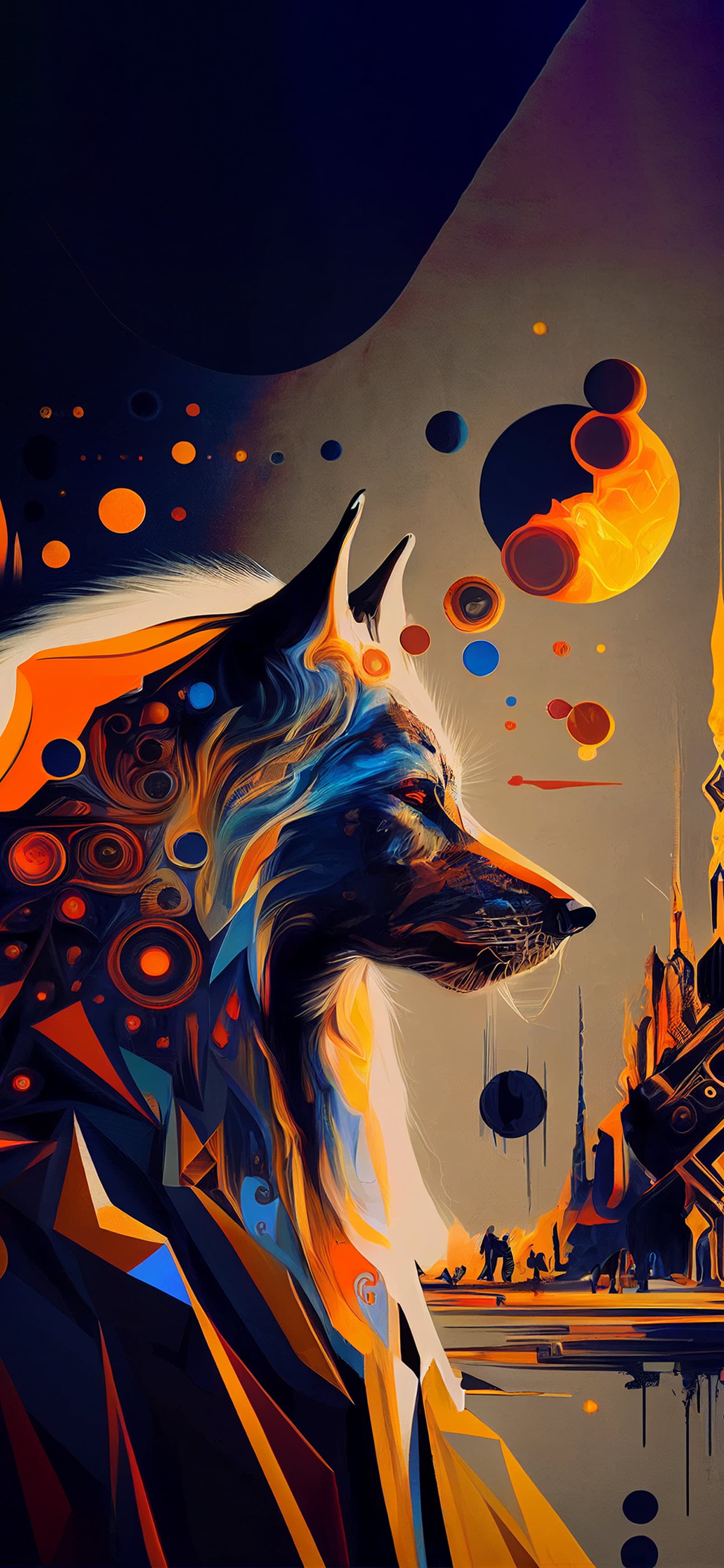 Geometric Wolfscape - free phone wallpaper
