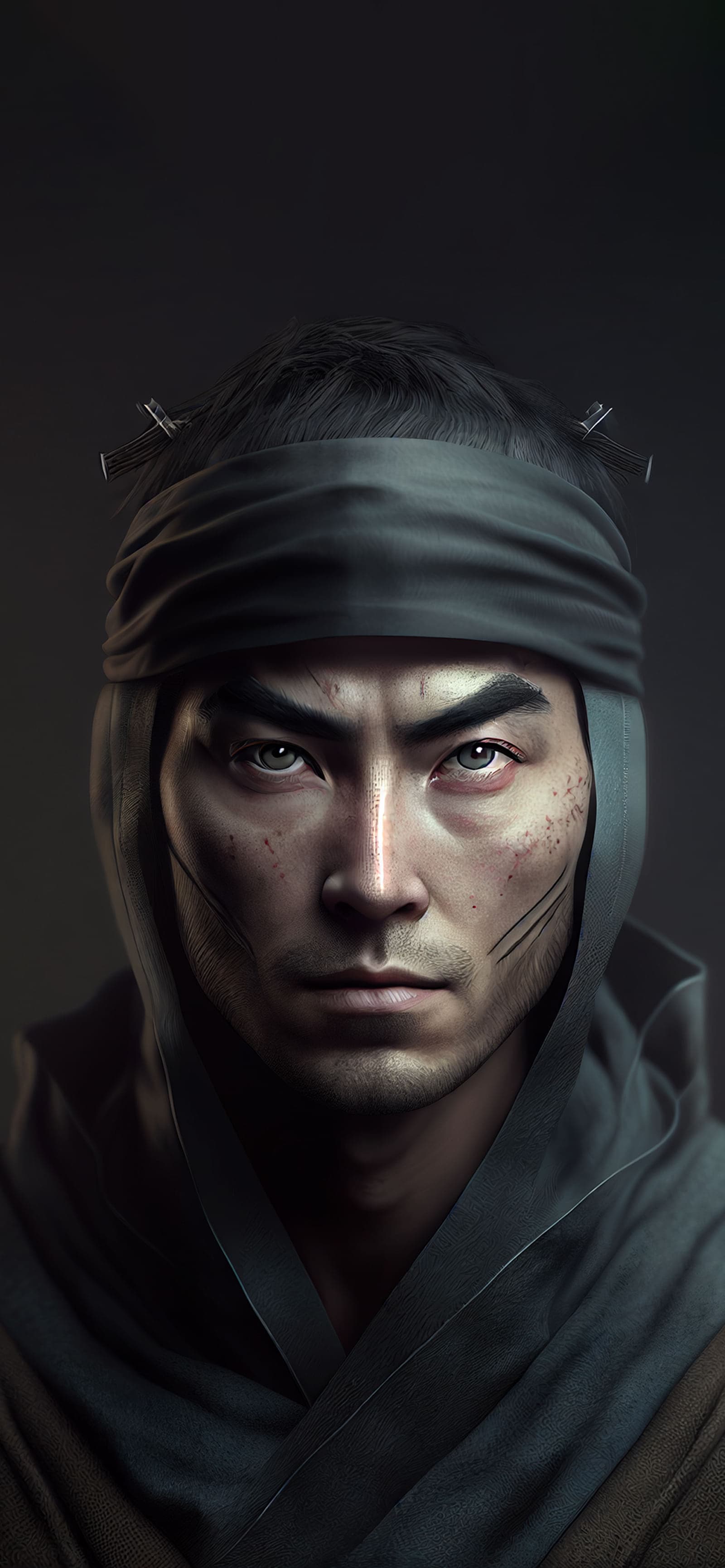 Stoic Asian Warrior - free phone wallpaper