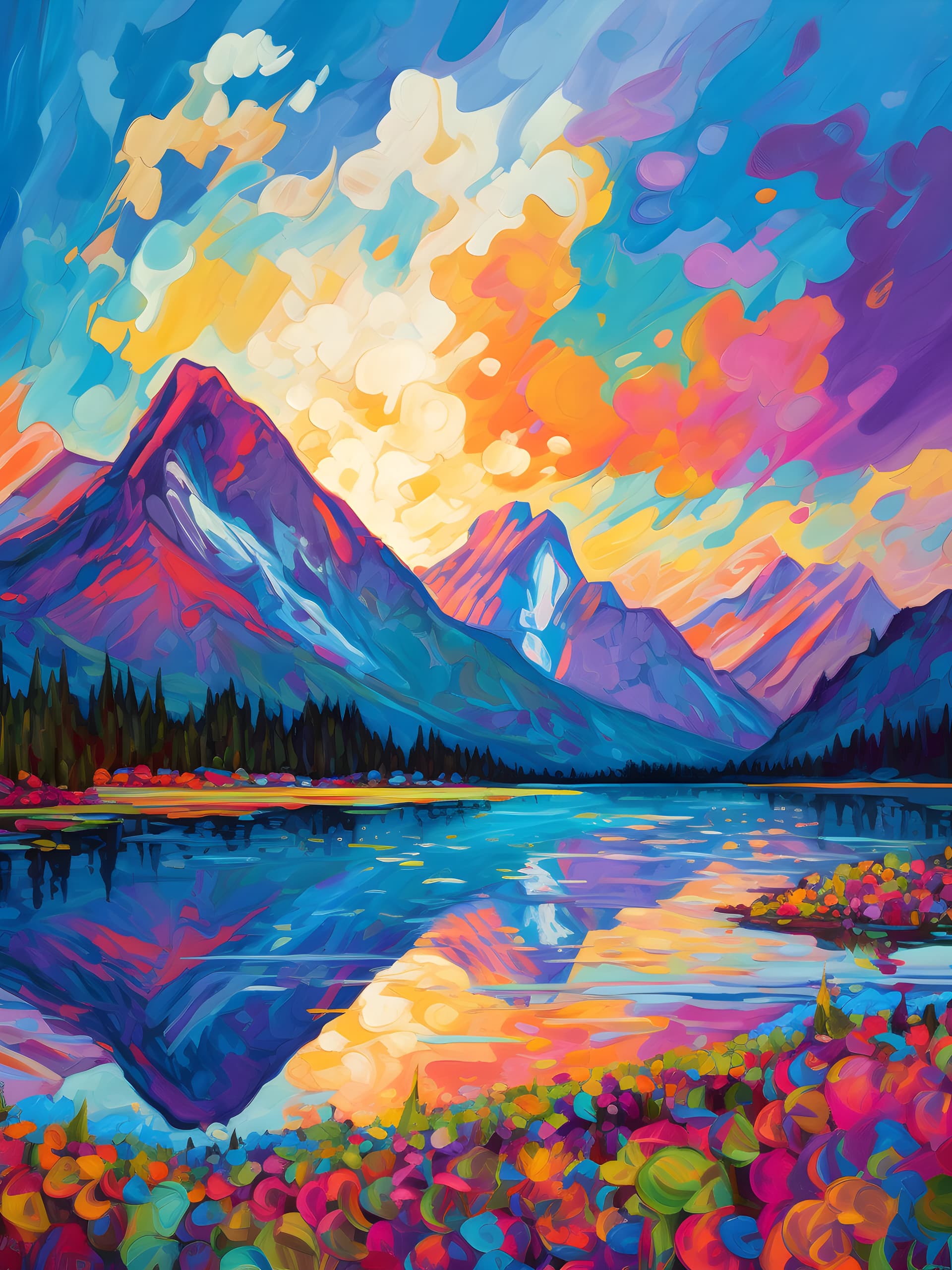 Vivid Mountain Reflection - free phone wallpaper